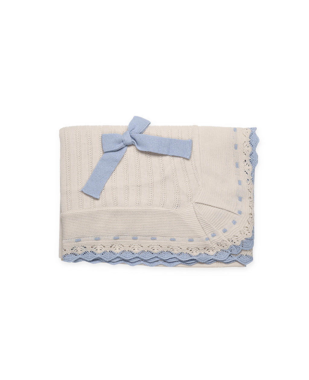 BRAIDED SHAWL WITH BOBBLES AND A 2 COLOR RUFFLE