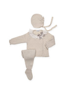 COMPLETO 3 PEZZI INTERAMENTE A TRECCINE CON PIZZO 