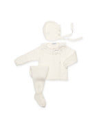 COMPLETO 3 PEZZI INTERAMENTE A TRECCINE CON PIZZO 