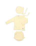 3-PIECE SET WITH VERTICAL BRAIDS AND A KNIT BLOOMER 