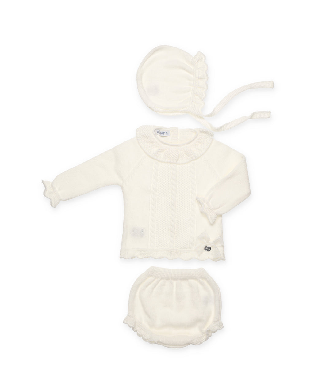 3-PIECE SET WITH VERTICAL BRAIDS AND A KNIT BLOOMER 