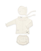 3-PIECE SET WITH VERTICAL BRAIDS AND A KNIT BLOOMER 