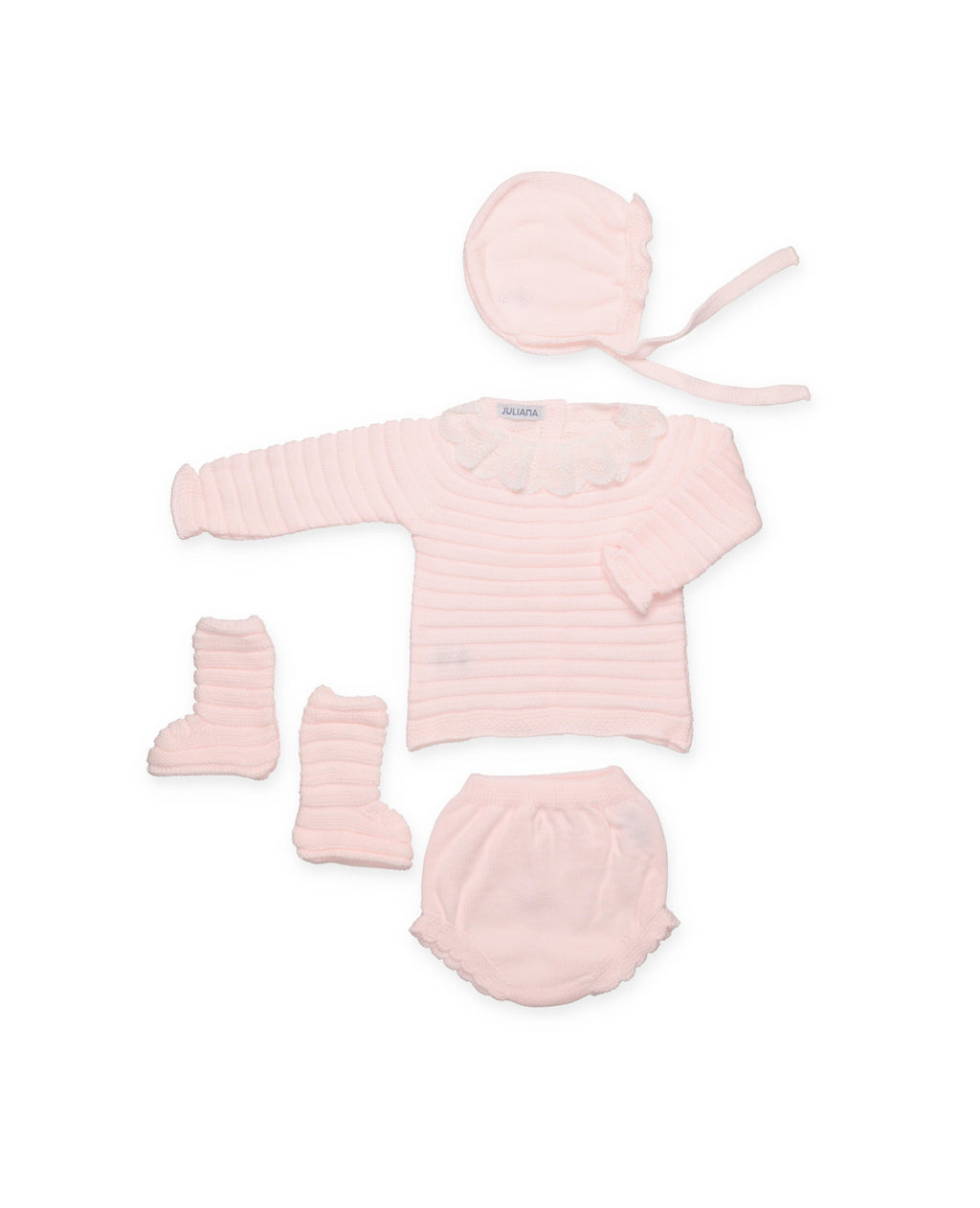 COMPLETO 4 PEZZI CON CULOTTE IN MAGLIA LIN E SCARPINE 