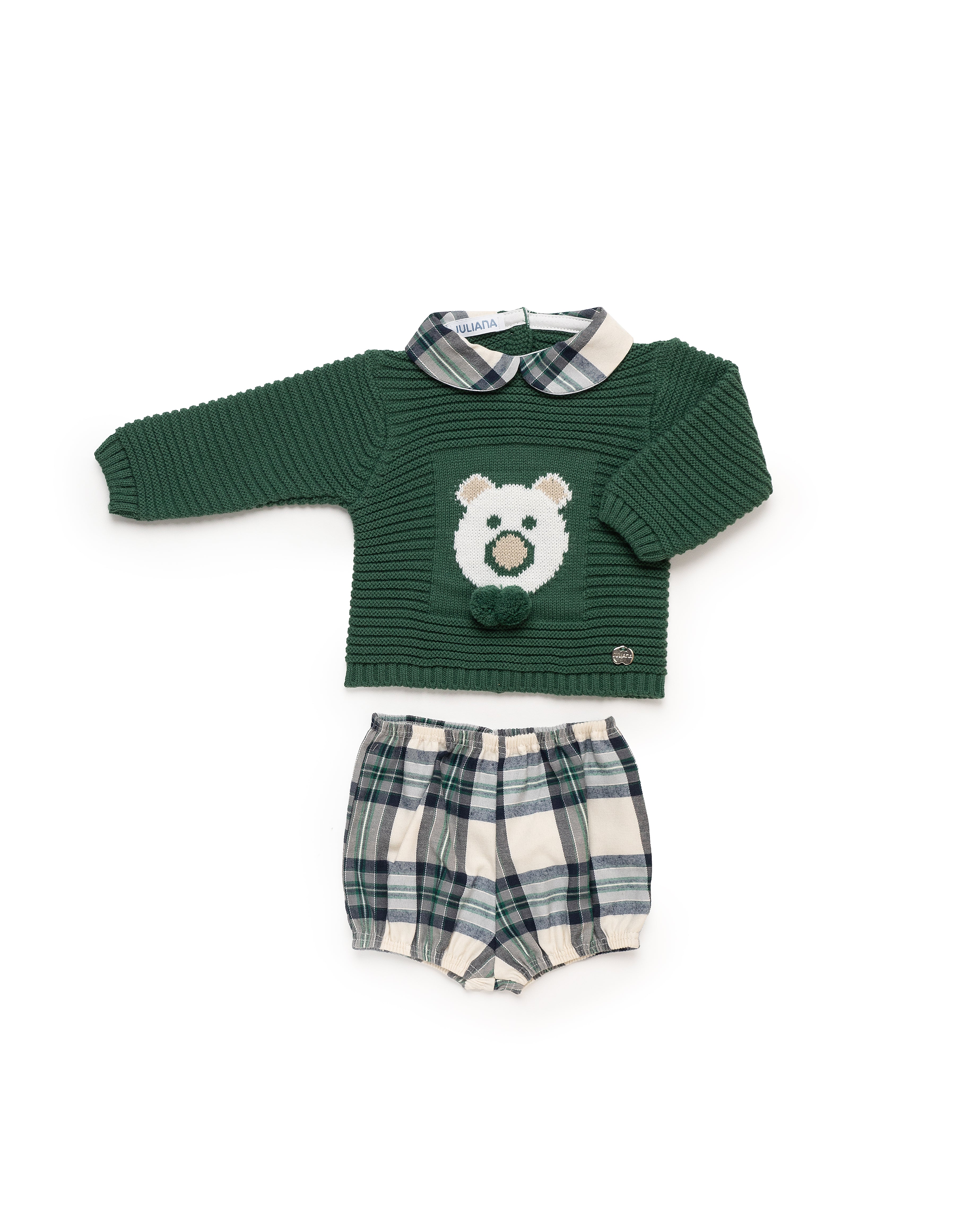 SET DI PANTALONI A SCACCHI CON ORSO