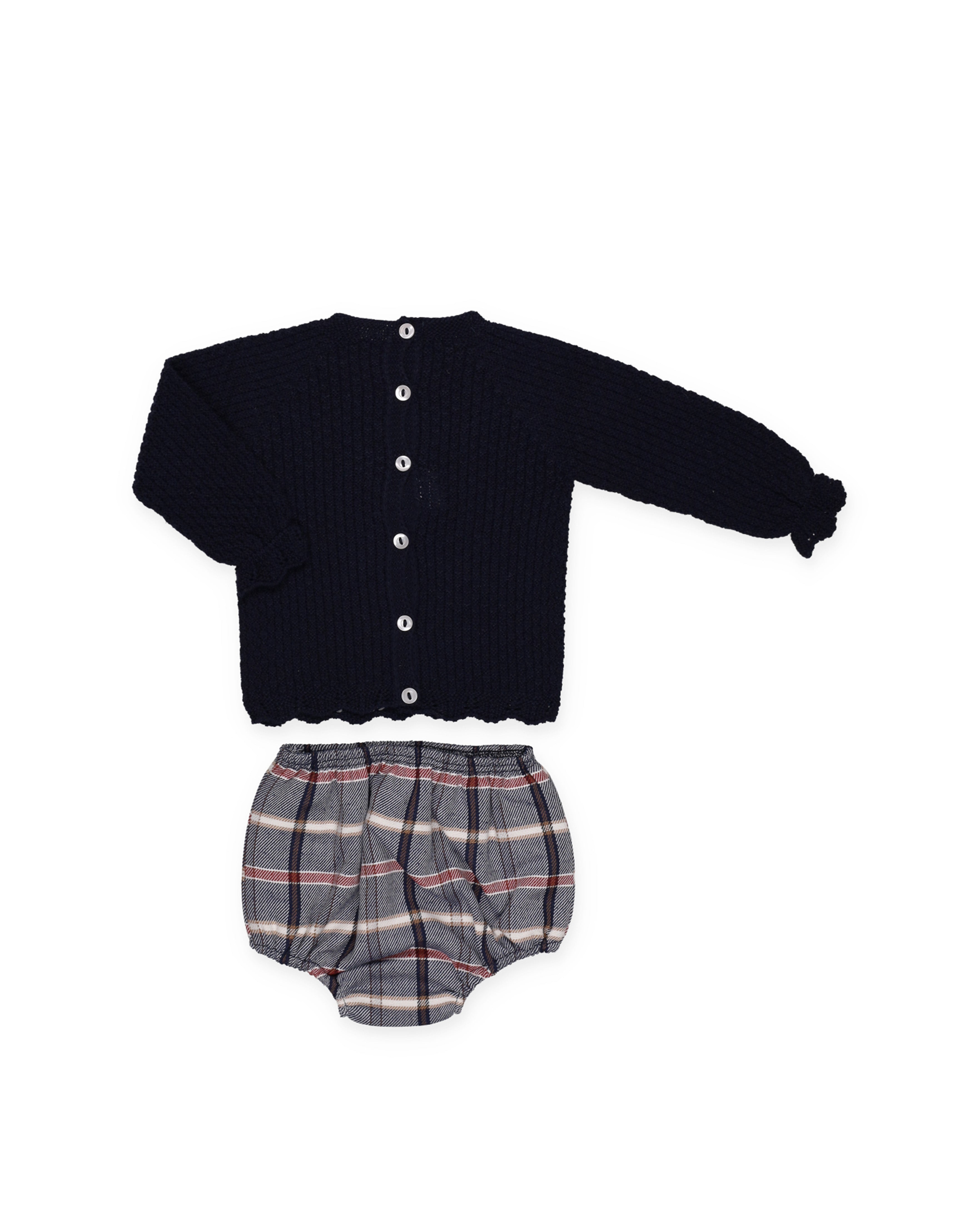 CONJUNTO BRAGA CUADROS BORDADO OSO