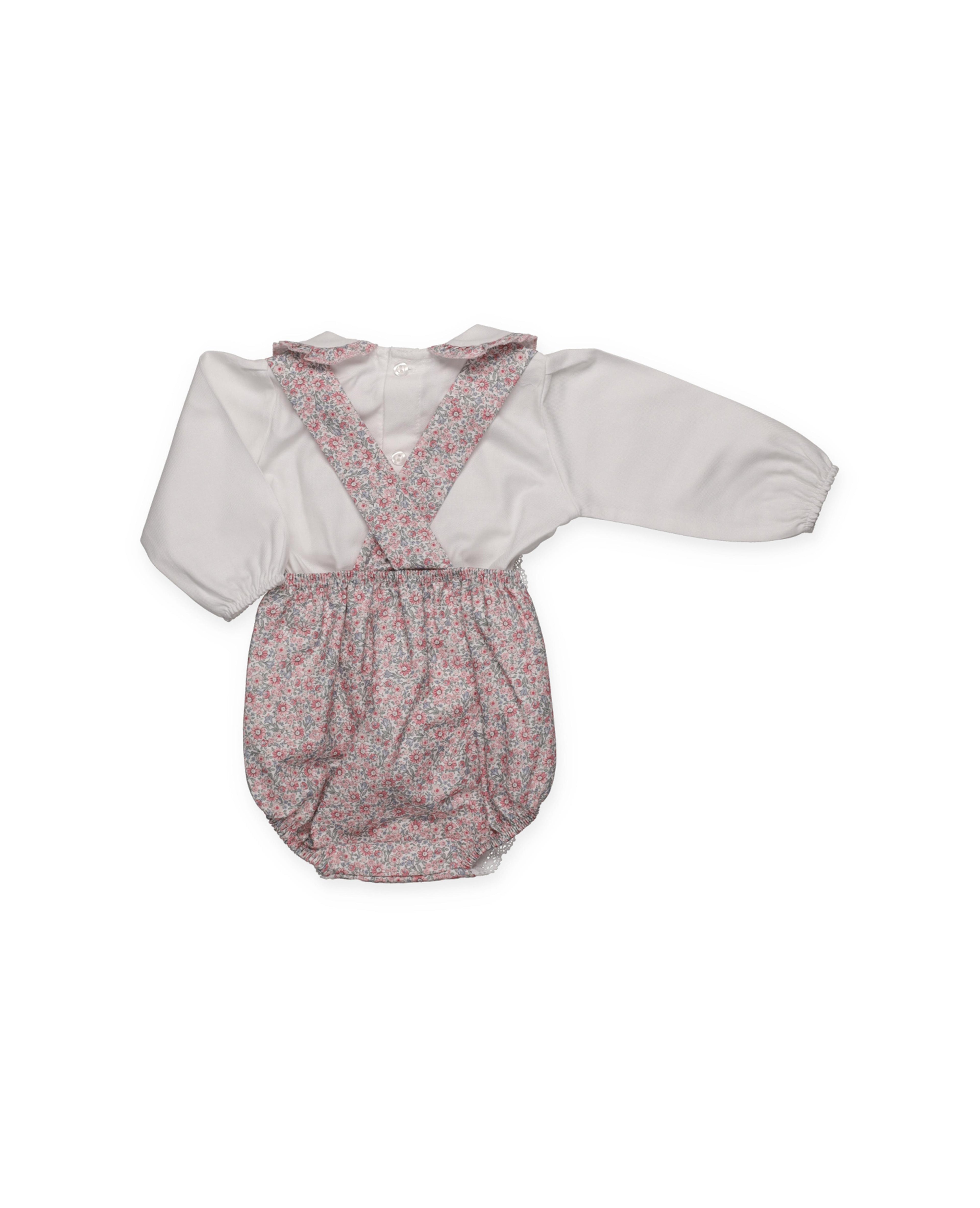 Salopette floreale con camicia