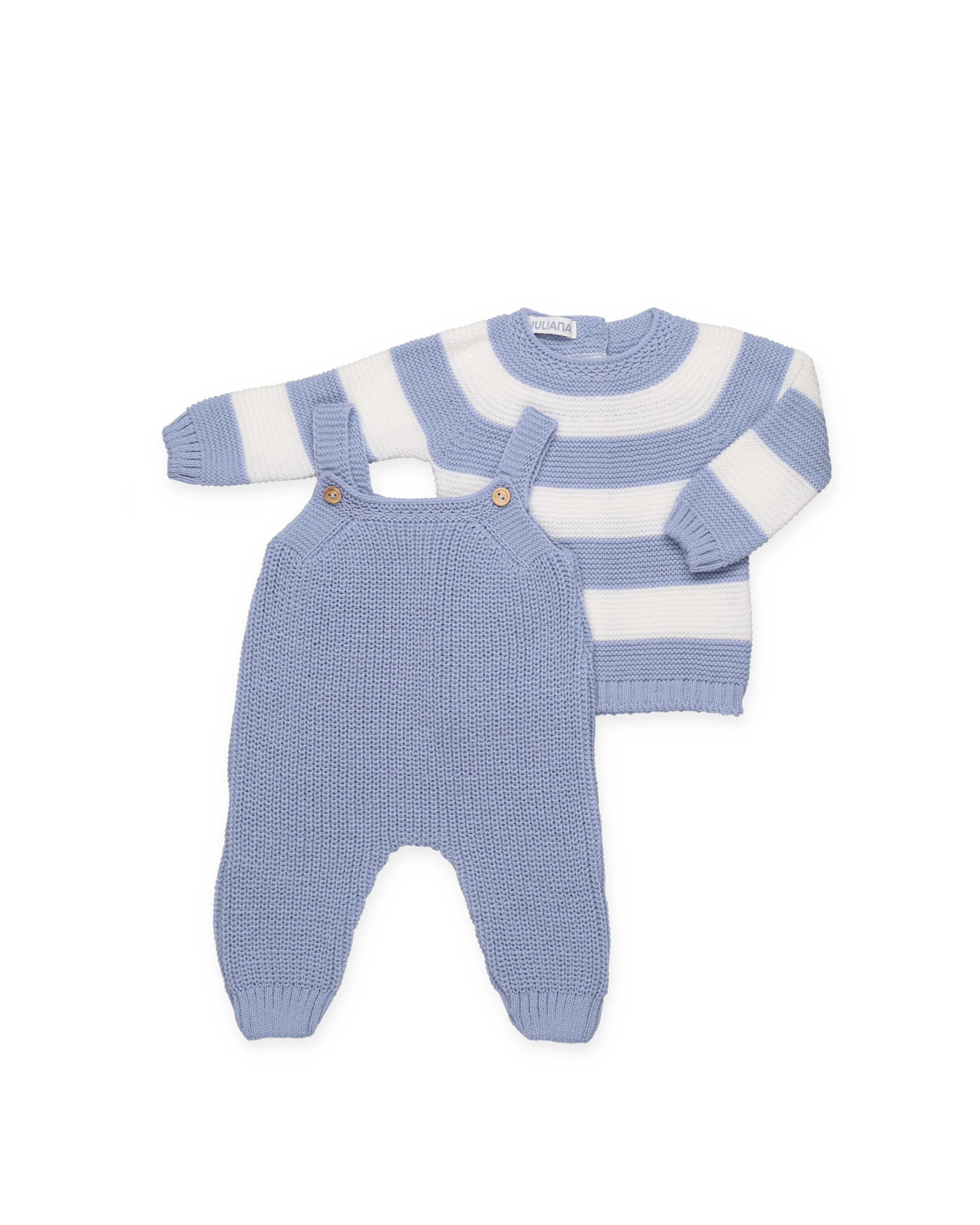 Salopette in maglia di perle con jersey a righe