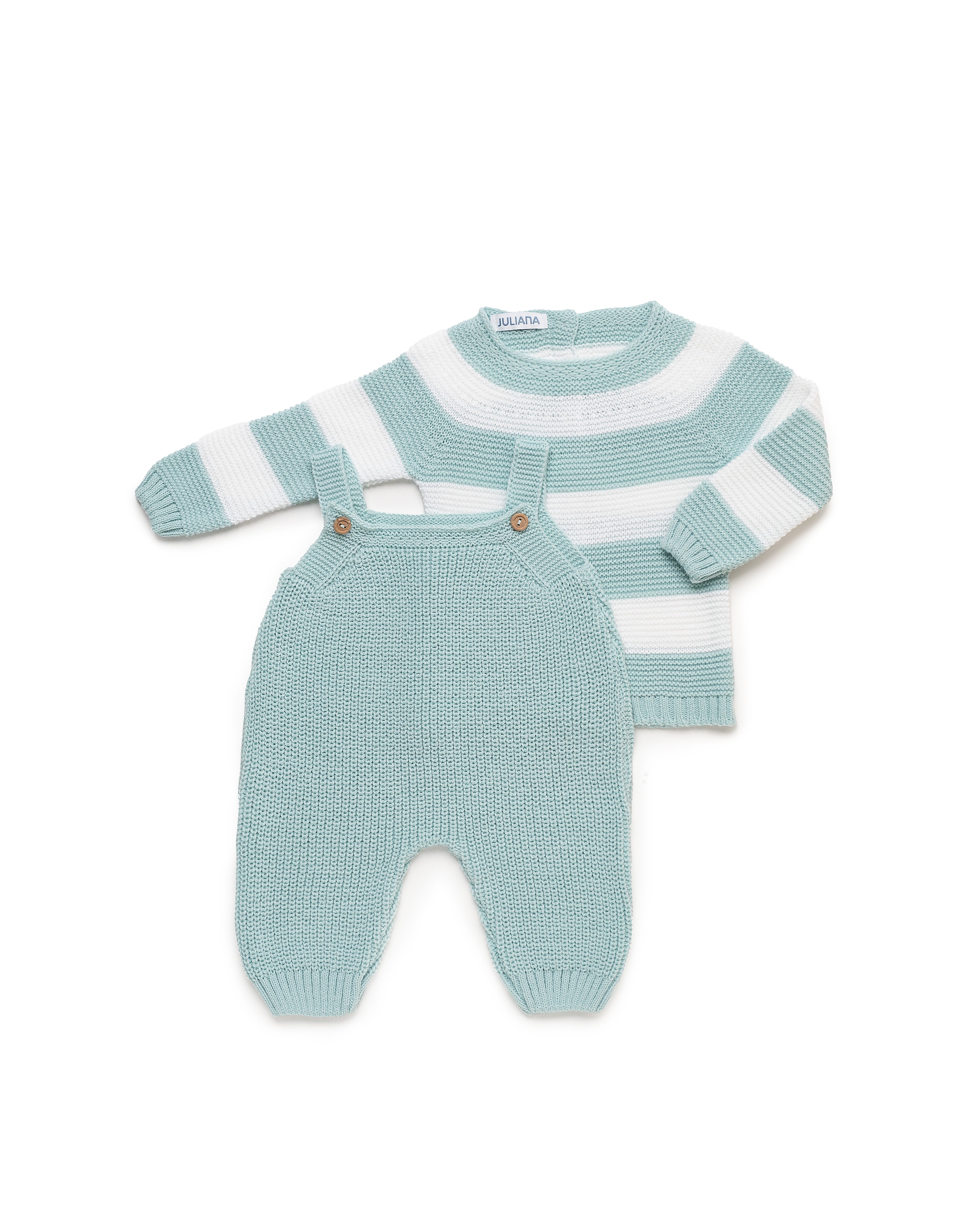 Salopette in maglia di perle con jersey a righe