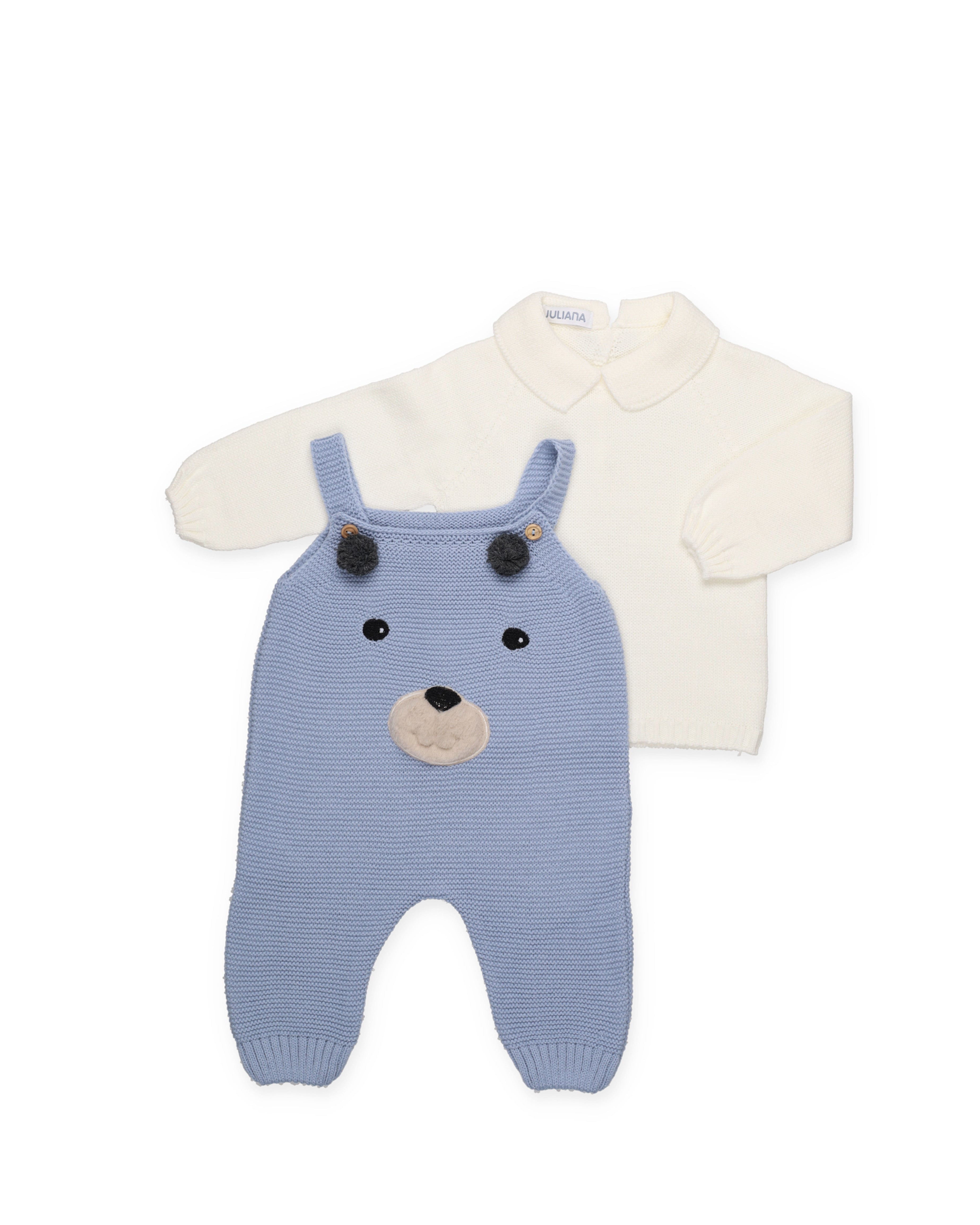 SALOPETTE IN LINO CON RICAMO A FORMA DI VOLTO D'ORSO