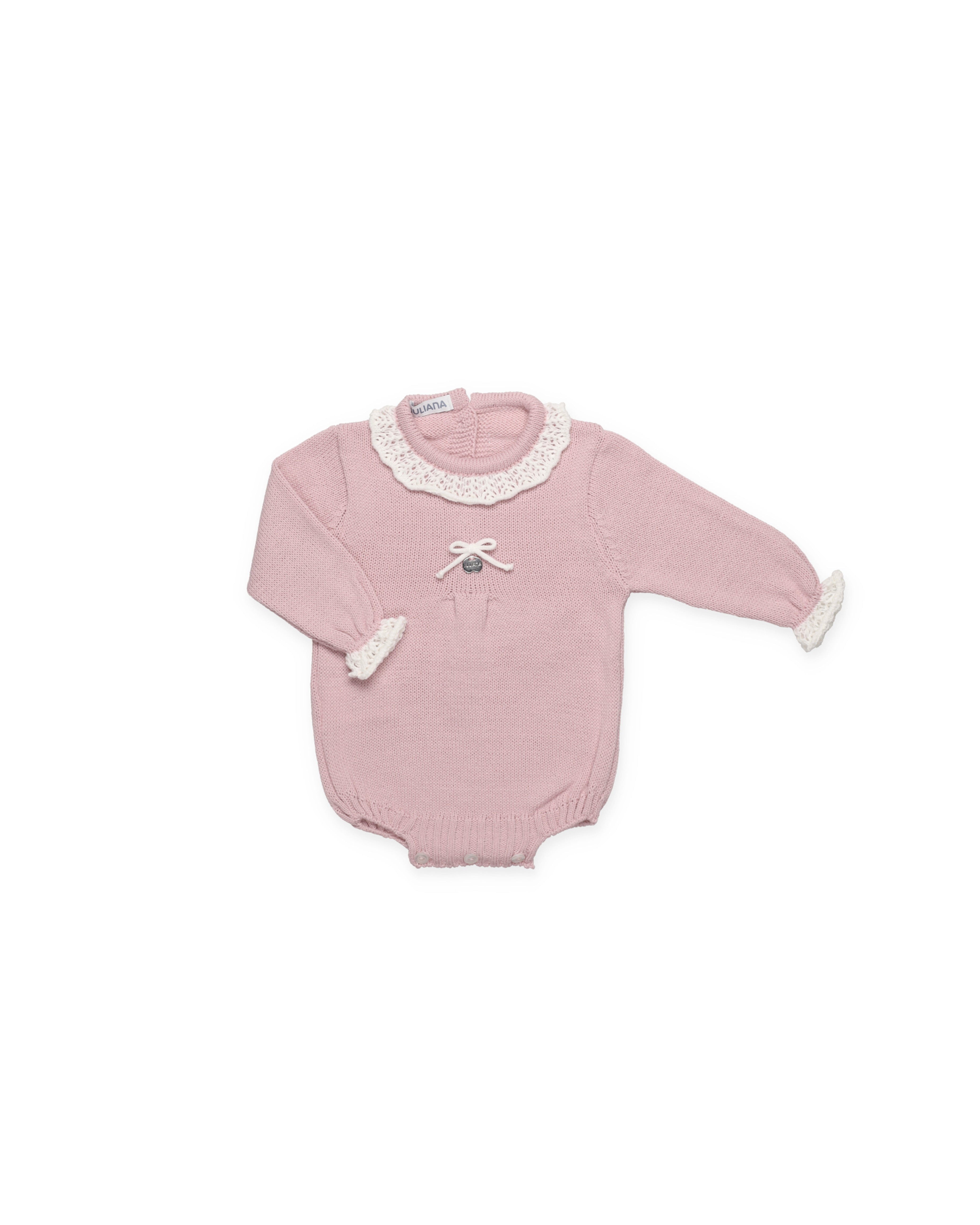 Tutina in maglia semplice con balza traforata