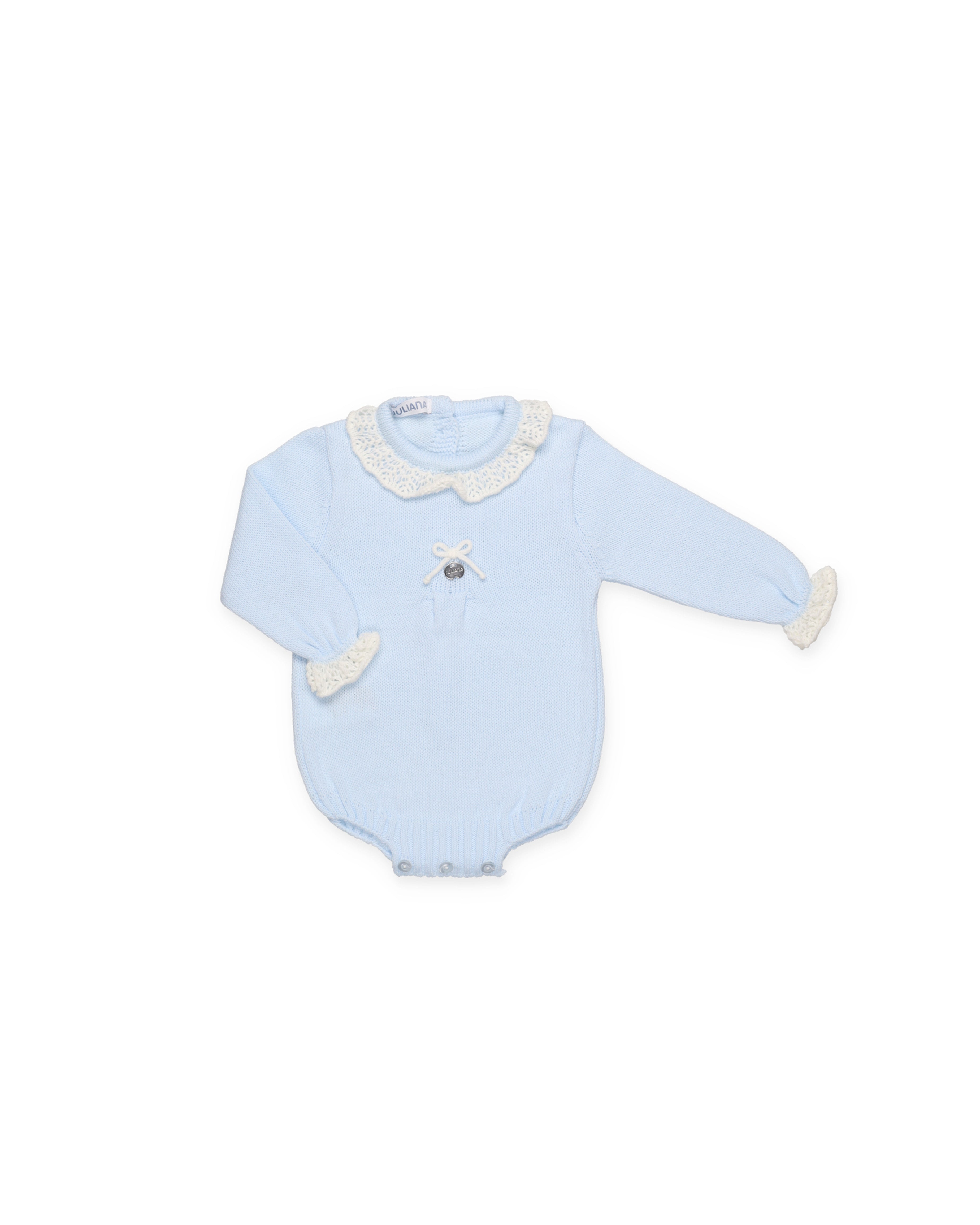 Tutina in maglia semplice con balza traforata