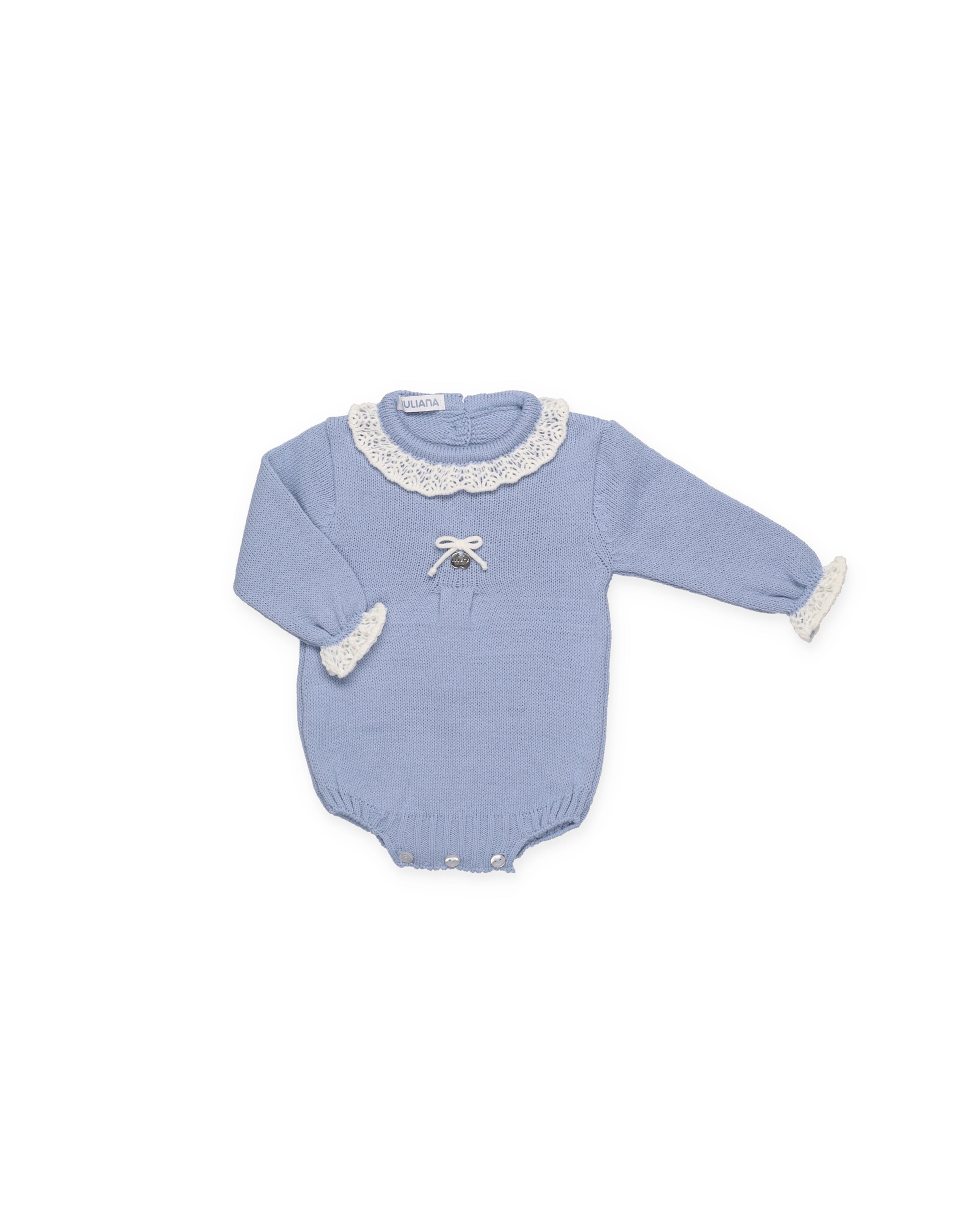 Tutina in maglia semplice con balza traforata