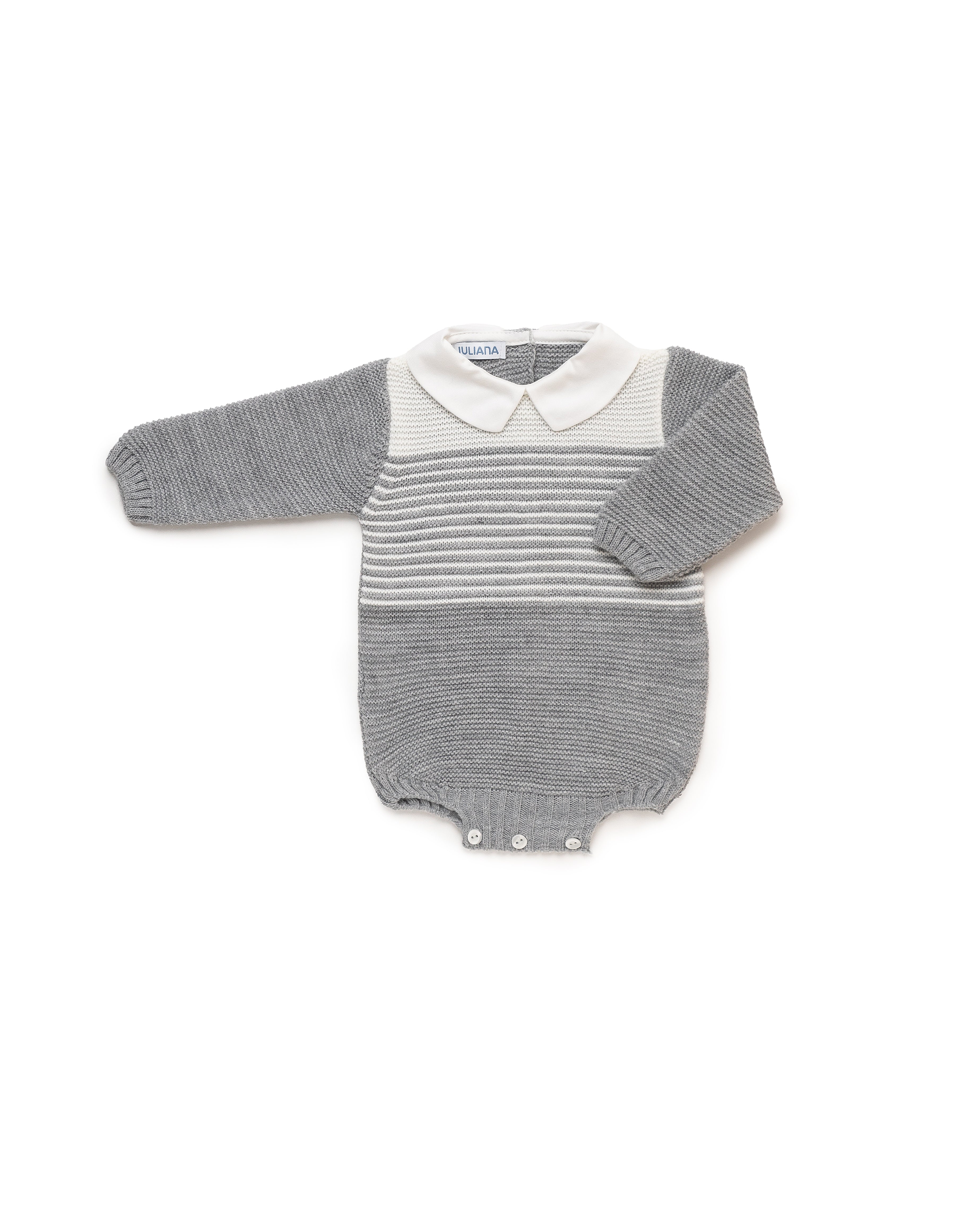 KNITTED ROMPER WITH 2-COLOR STRIPES 