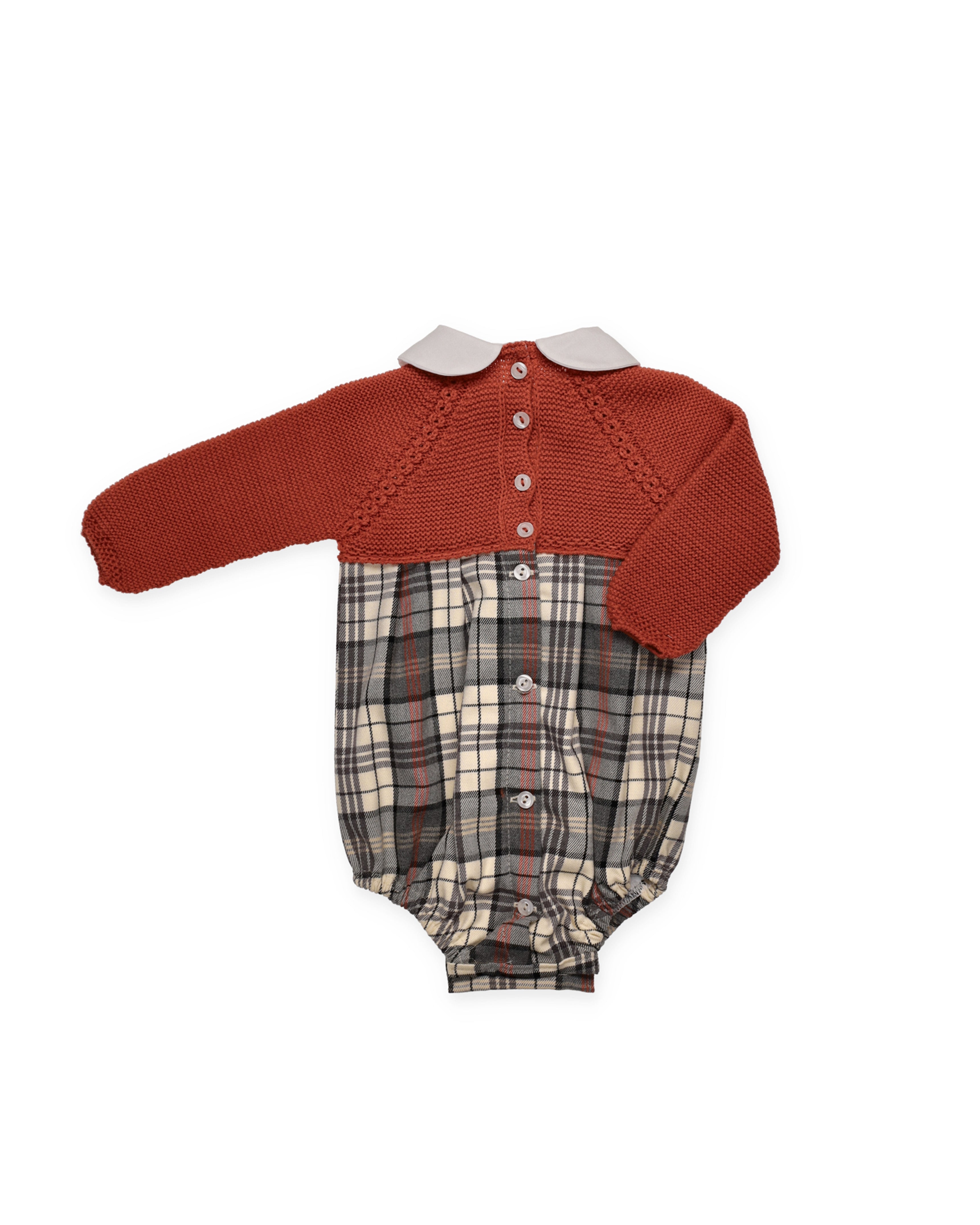 CORPO ROTONDO IN MAGLIA CON COLLO A SCACCHI