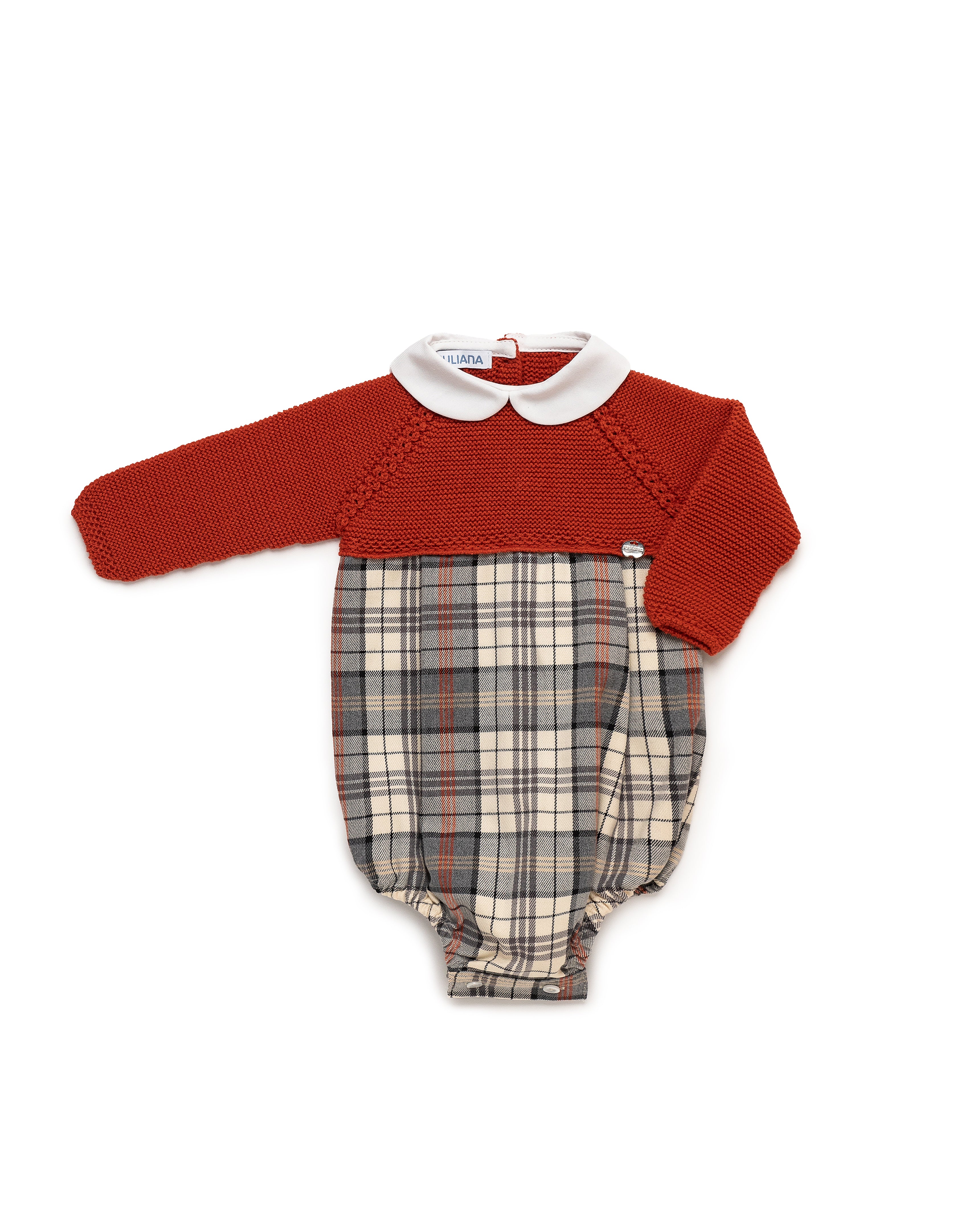 CORPO ROTONDO IN MAGLIA CON COLLO A SCACCHI