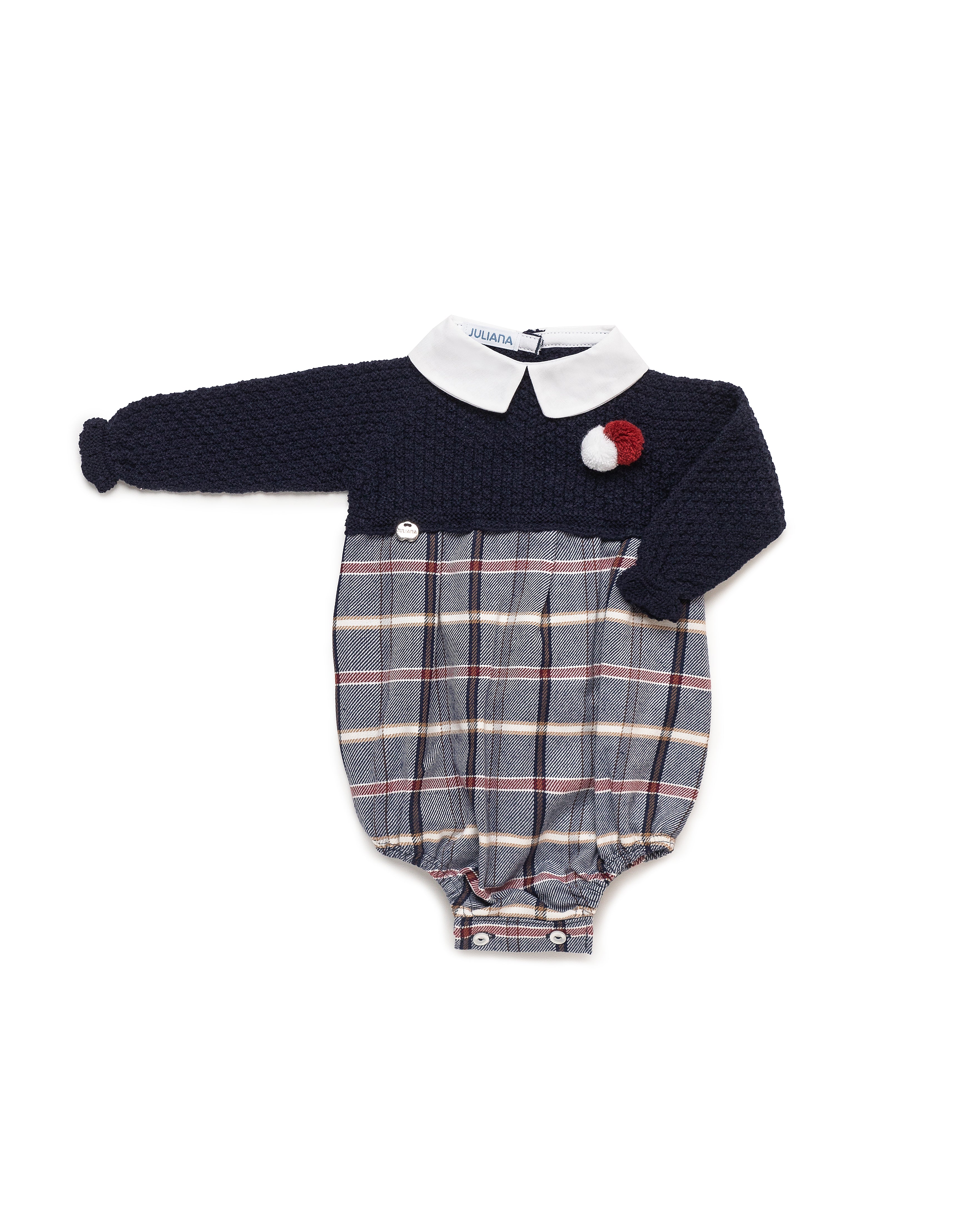 TUTINA IN MAGLIA A SCACCHI CON 2 POMPON