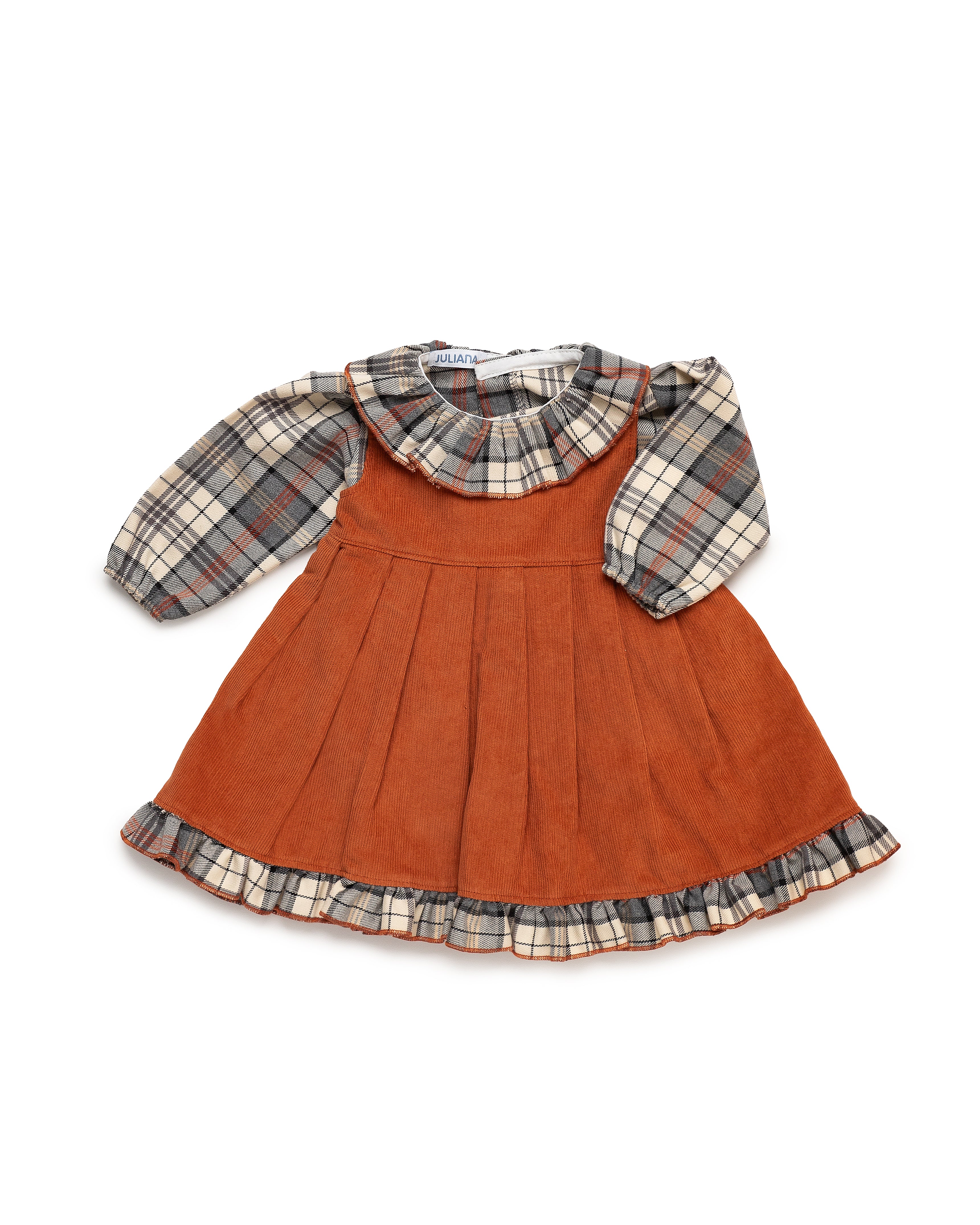 Grembiule in velluto a coste con camicia a quadri