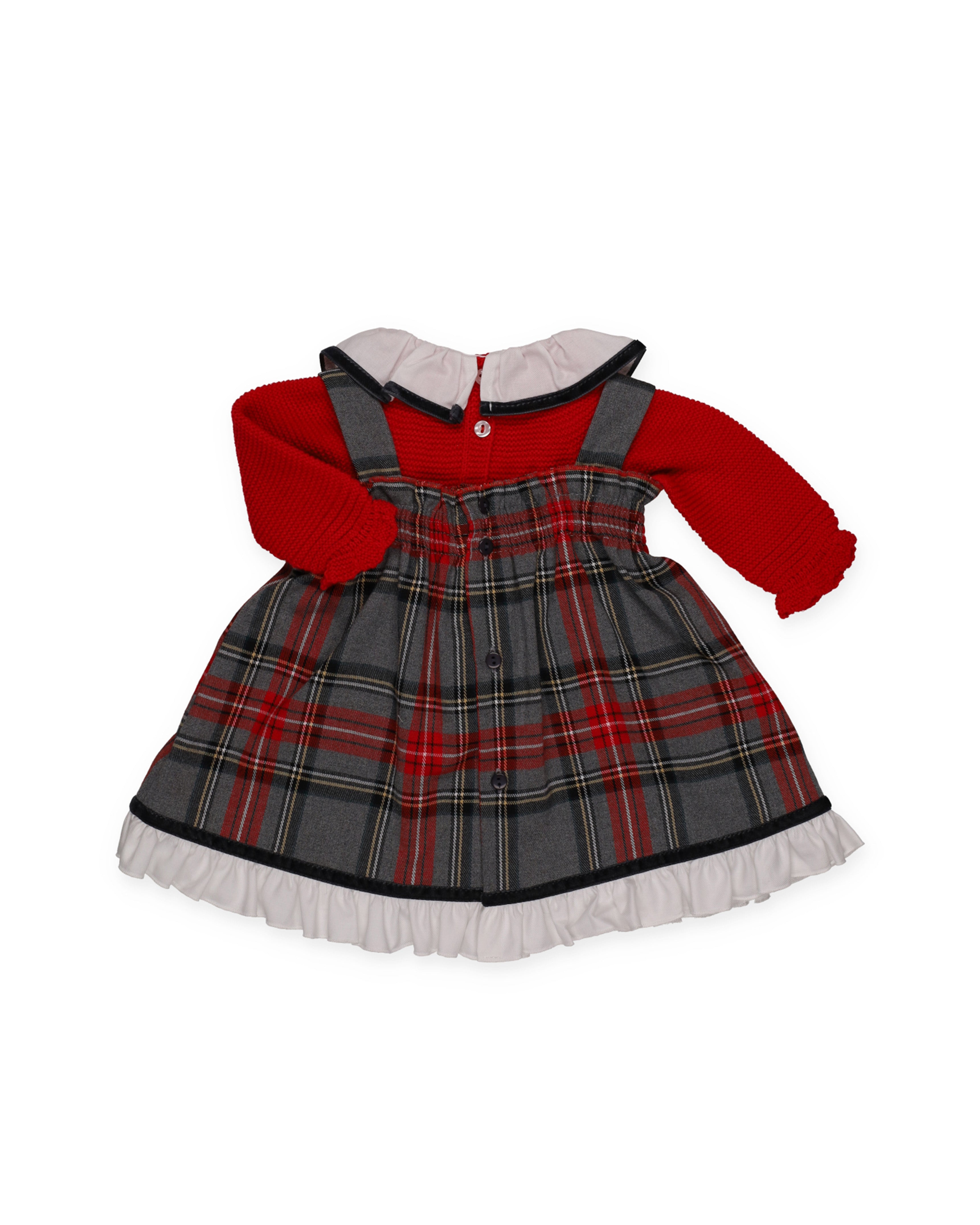 Abito scamiciato a quadri con maglione arricciato