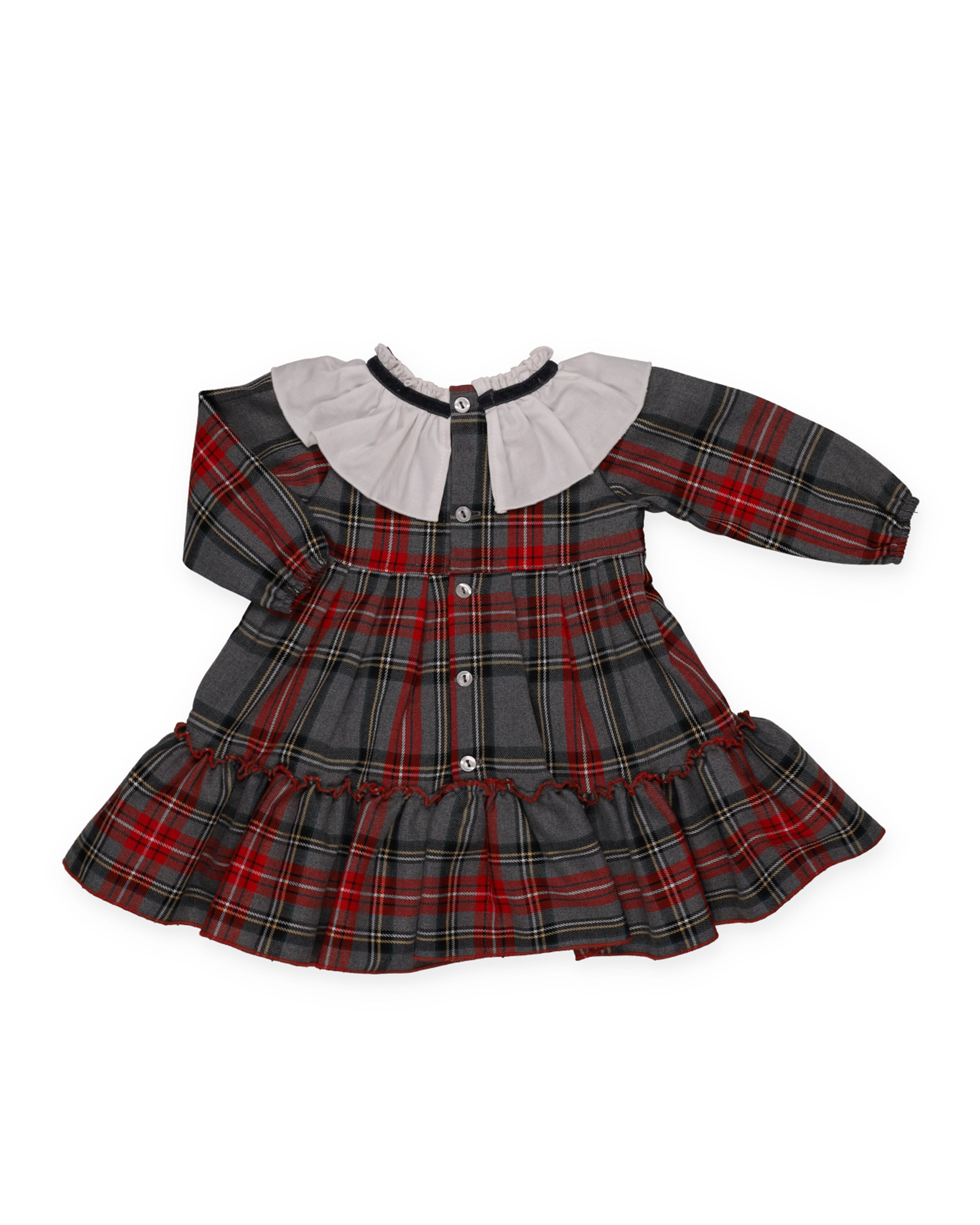 ABITO 2. VOLANT A QUADRI, FIOCCO IN VELLUTO