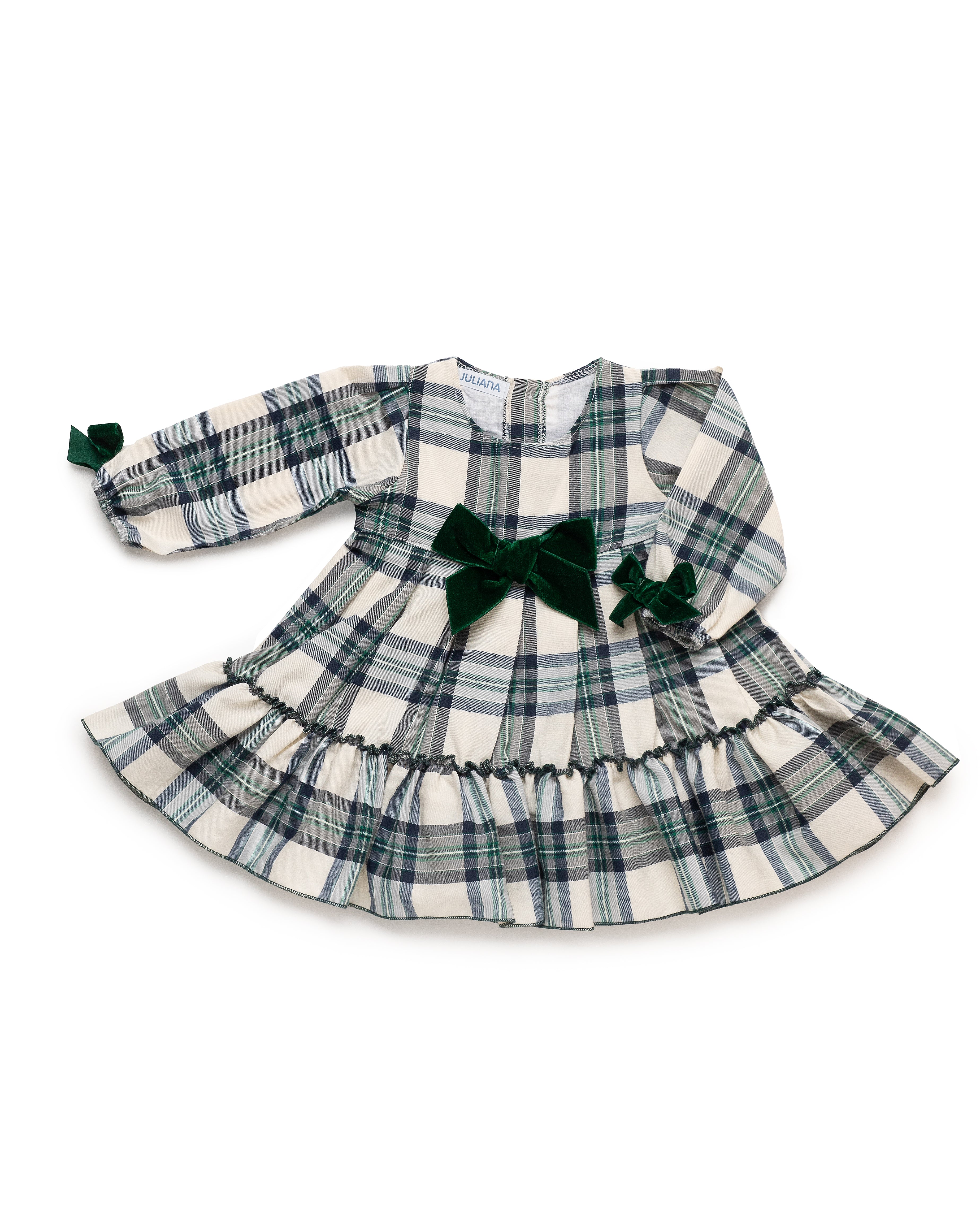 ABITO 2. VOLUME A QUADRI CON FIOCCO IN VELLUTO