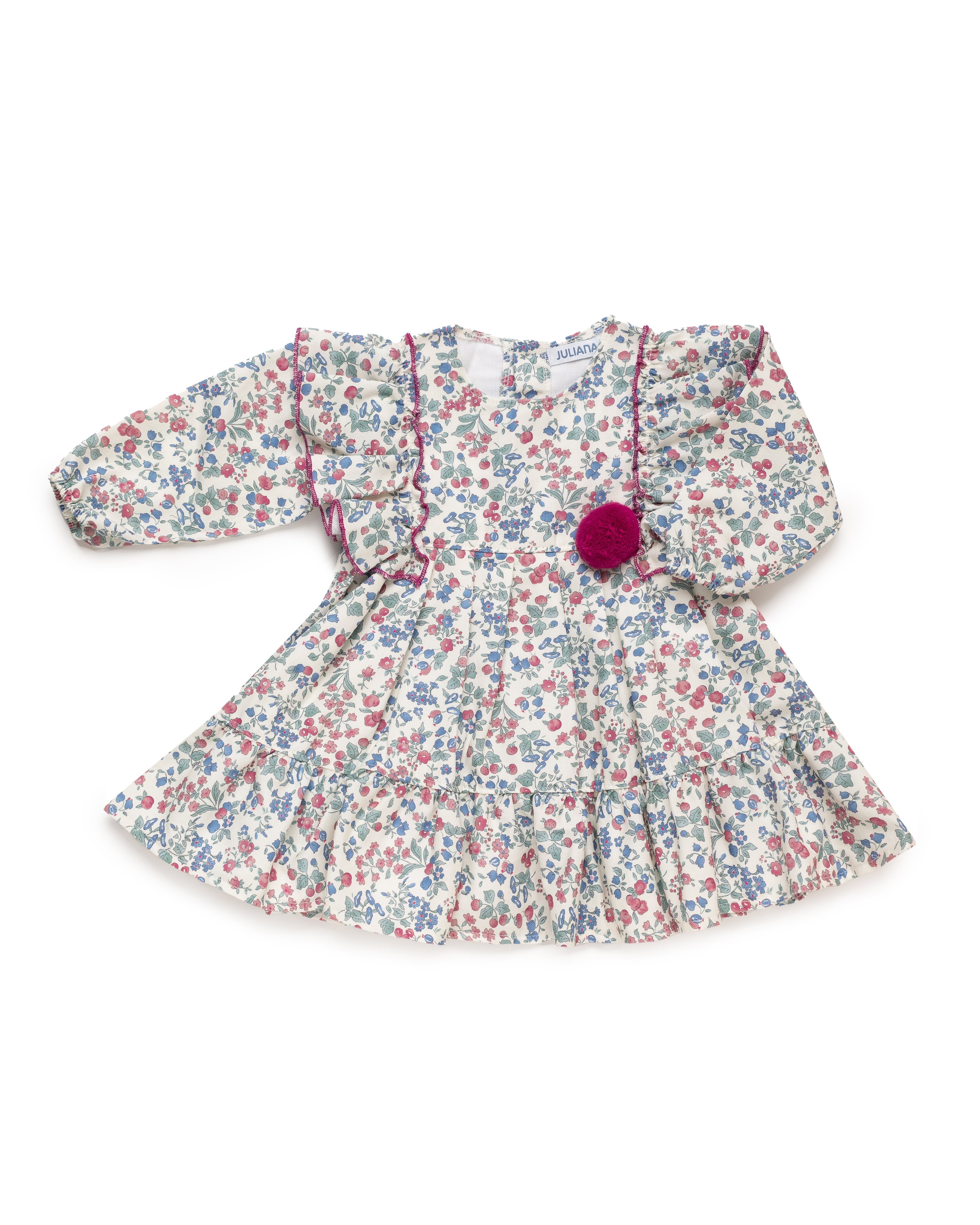 ABITO 2. VOLUME A FIORI CON SPALLE A VOLANT