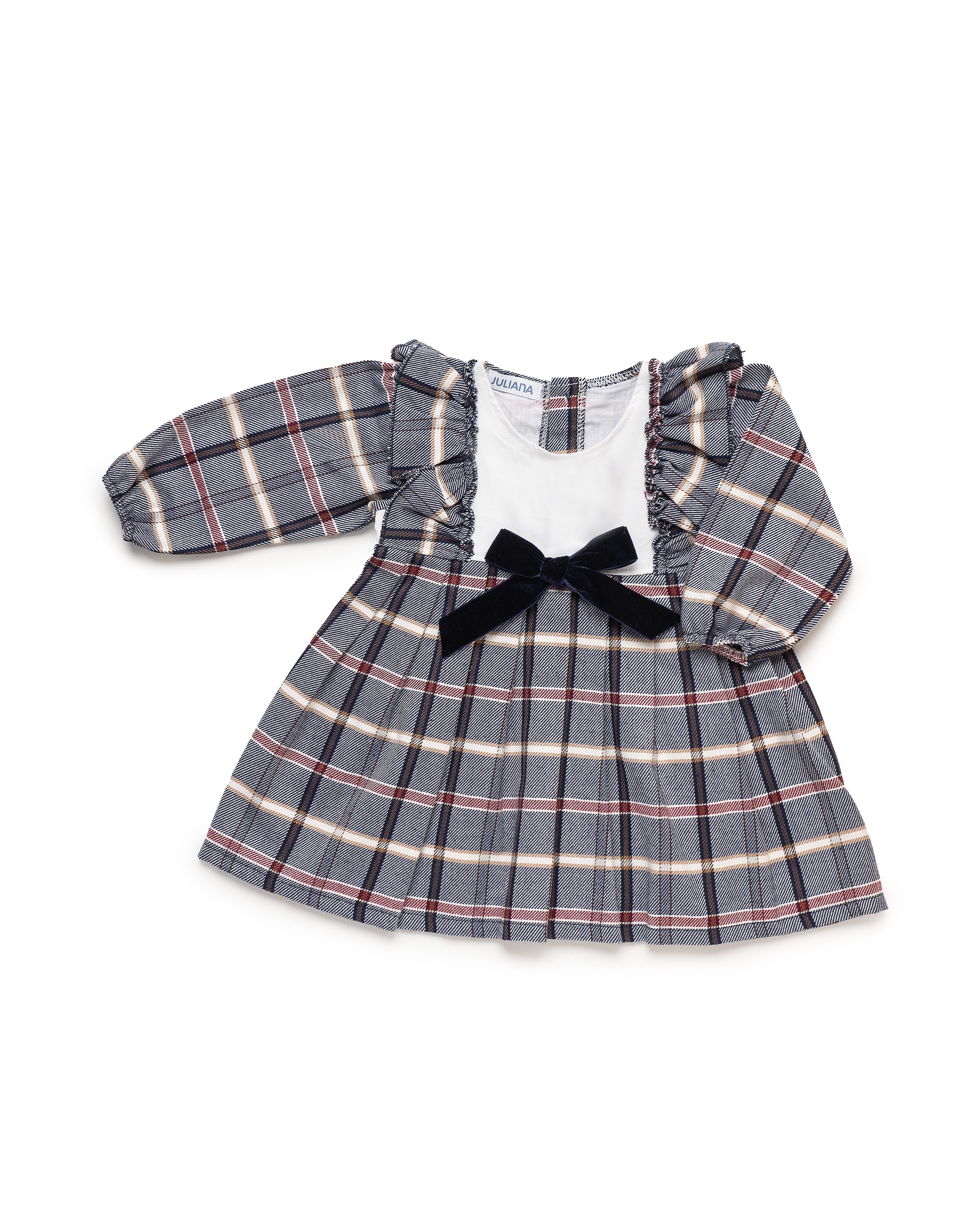 VESTIDO ENTERIZO CUADROS LAZO TERCIOPELO