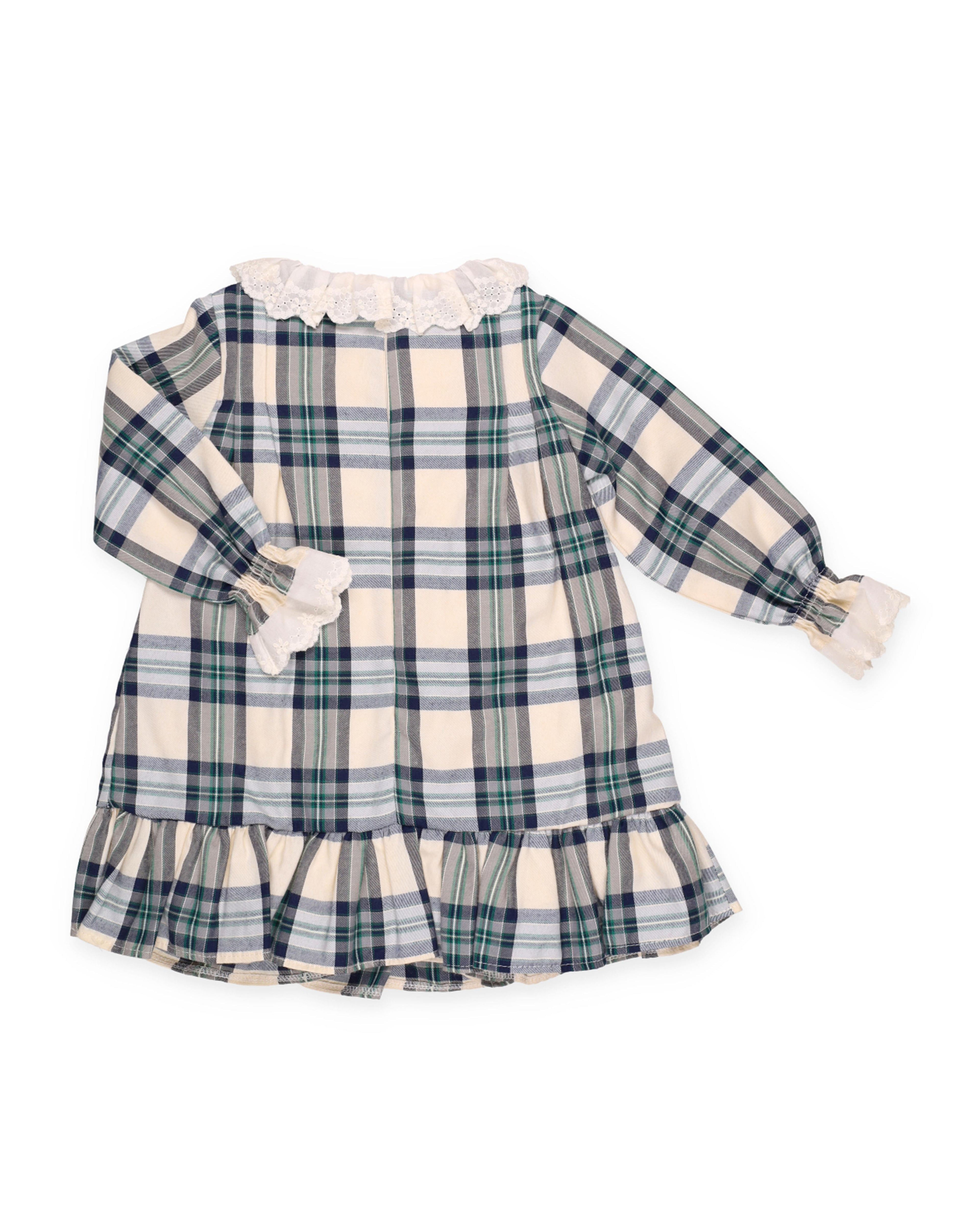 ABITO A QUADRI CON 2 POMPON