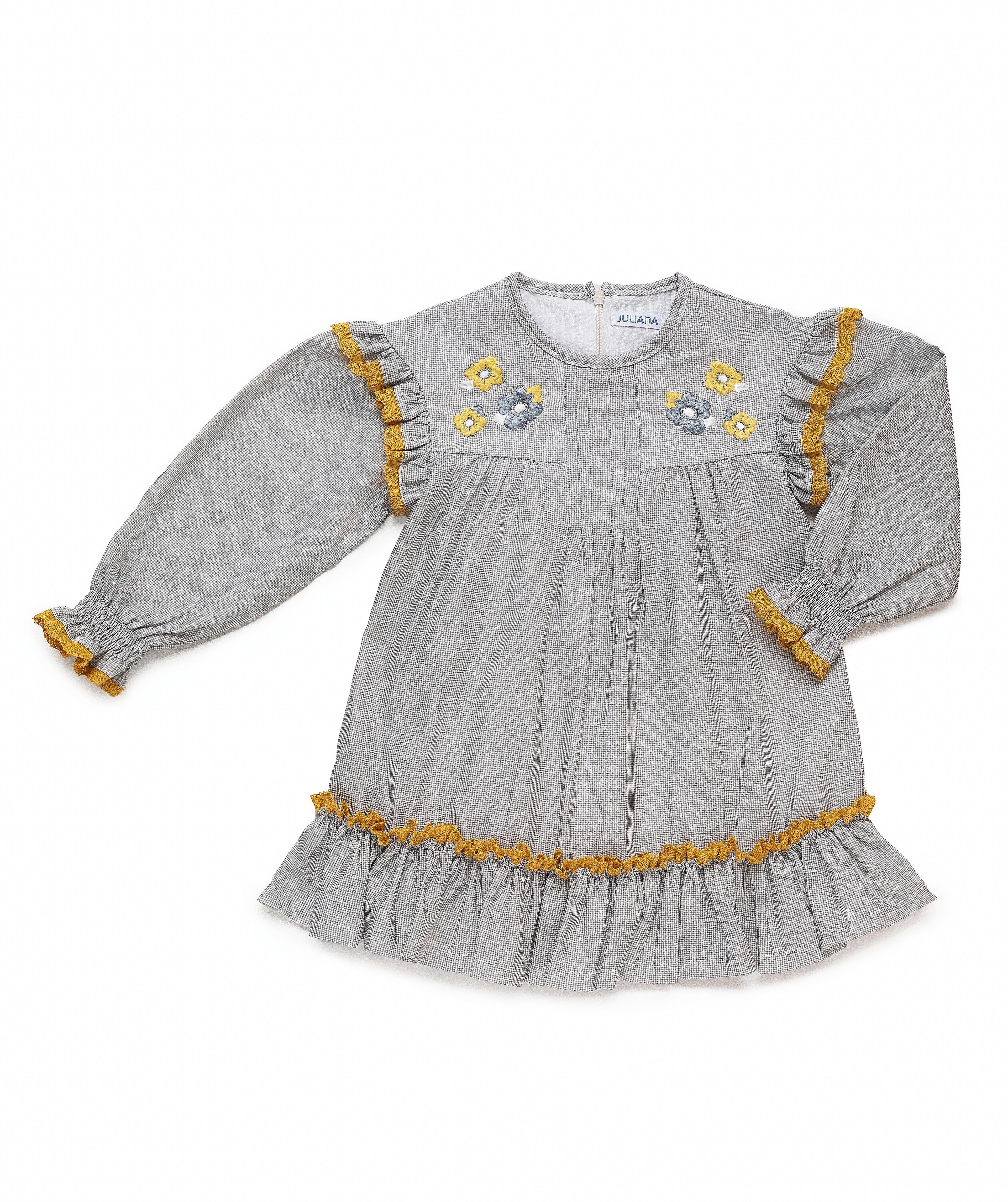 VESTIDO ENTERIZO CUADRITOS BORDADO
