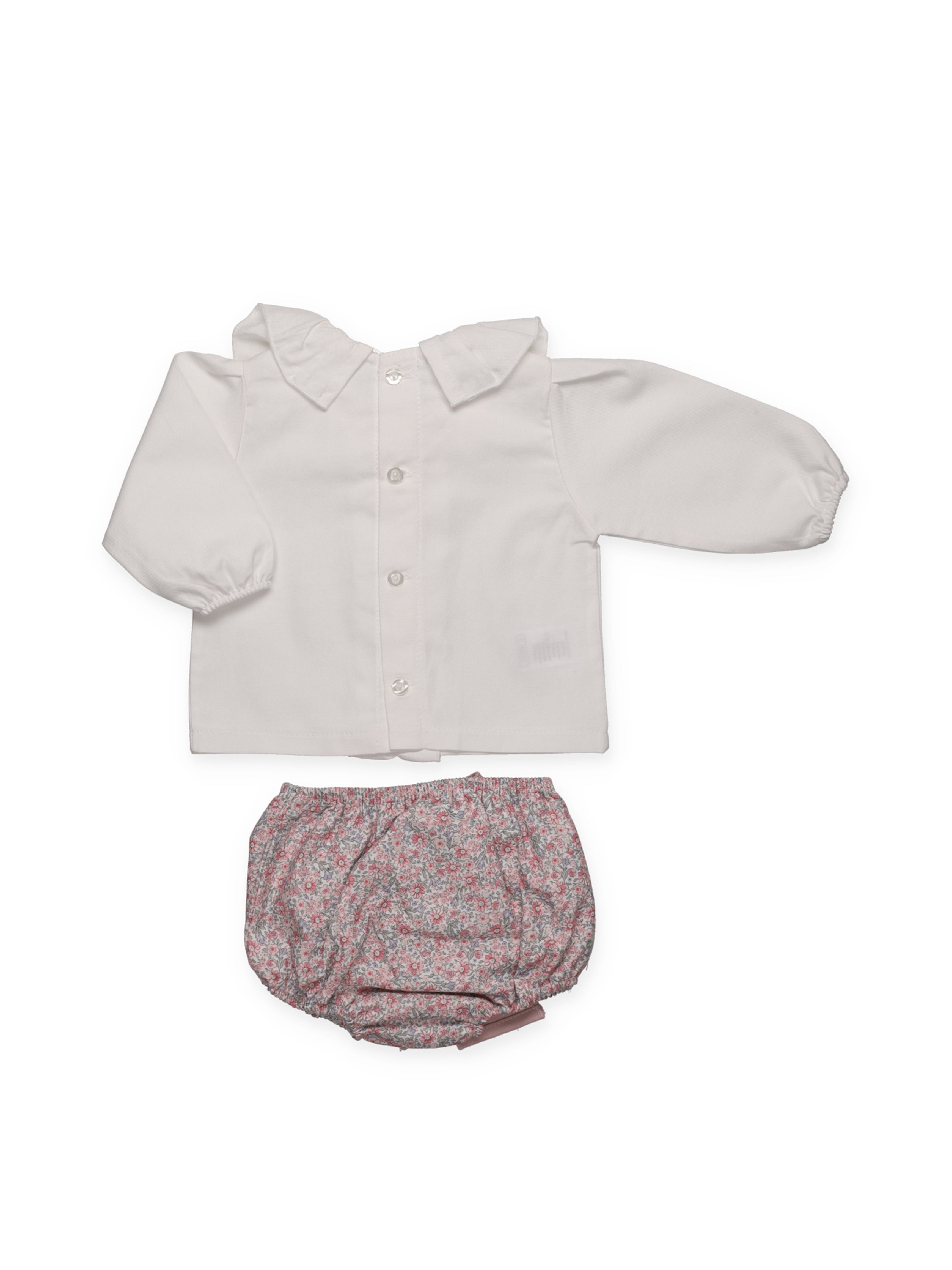 CONJUNTO CAMISA VOLANTES BRAGA FLORECITAS