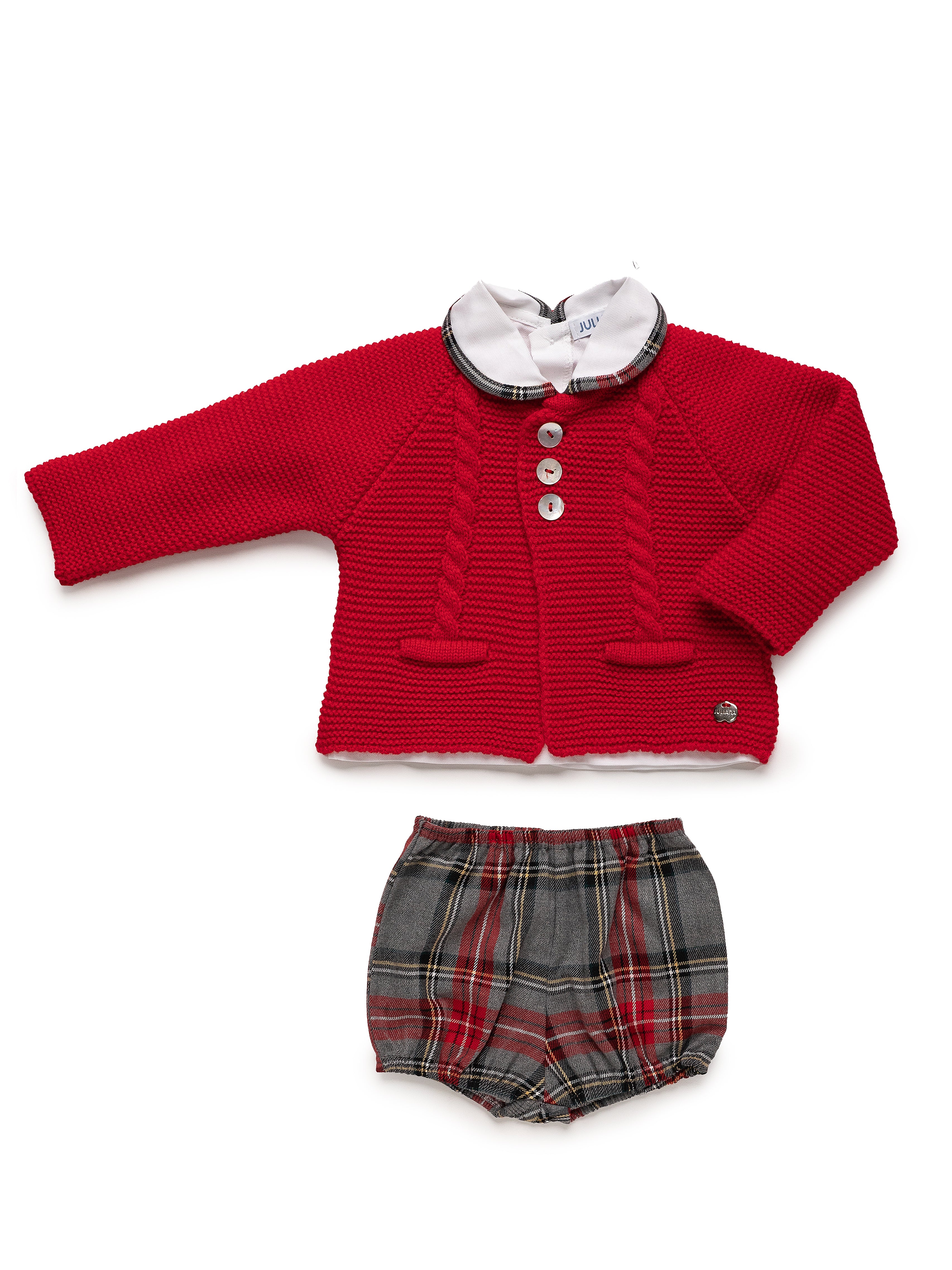 Completo giacca scozzese a due tasche per bambini