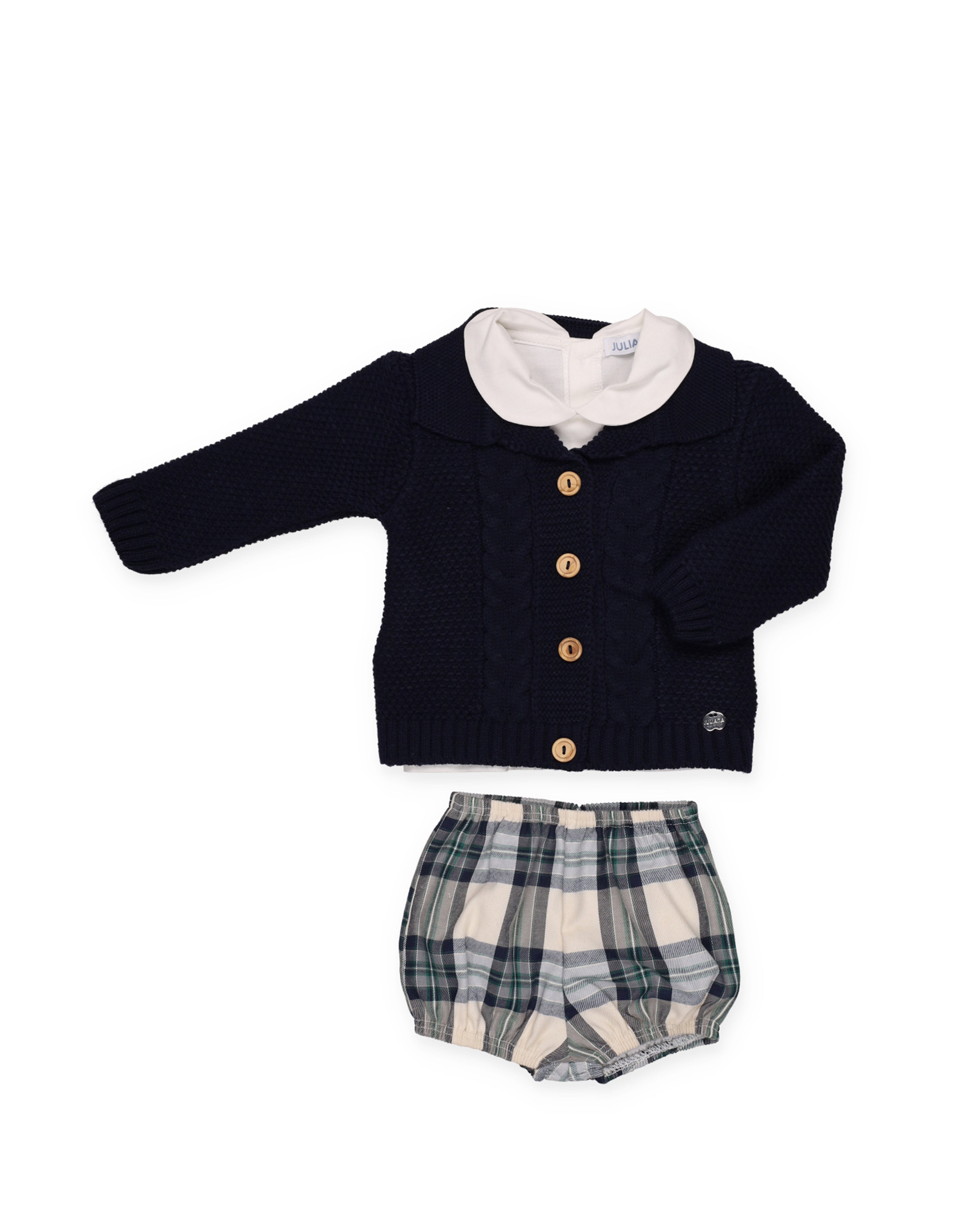 COMPLETO GIACCA A QUADRI CON 2 TRECCE