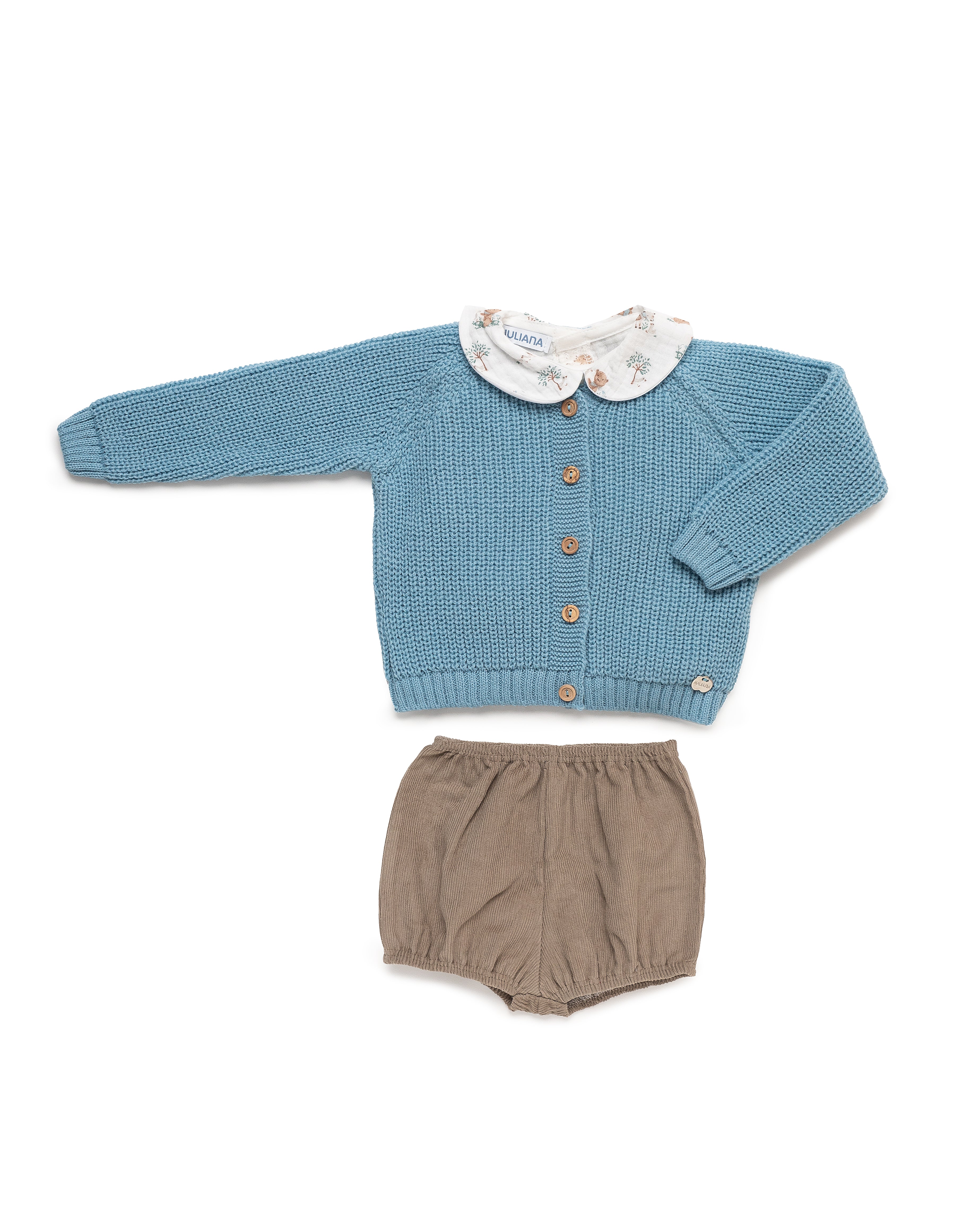 SET GIACCA E PANTALONI IN VELLUTO A COSTE CON STAMPA ANIMALI