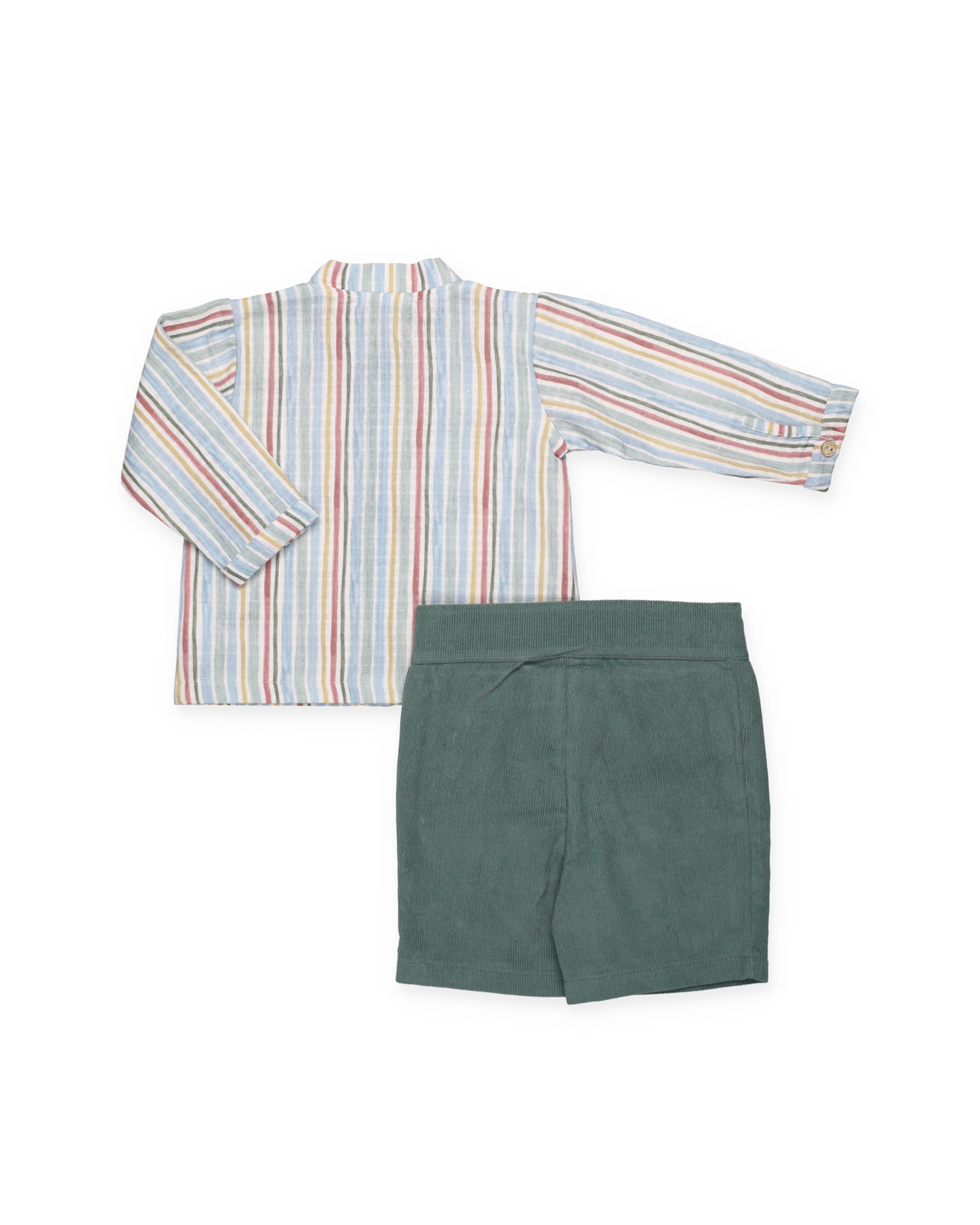 CONJUNTO CAMISA RAYADA PANTALON PANA