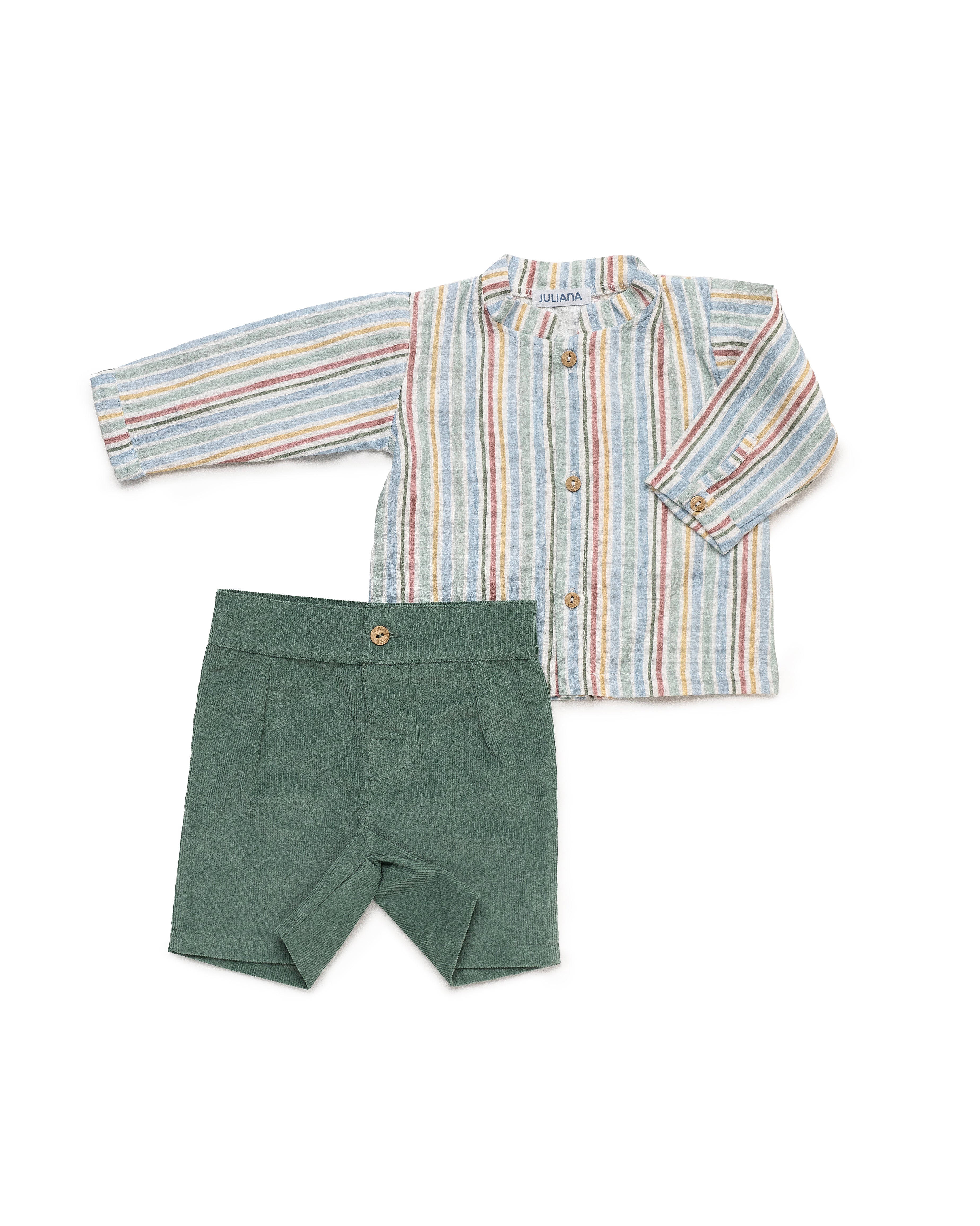 SET CAMICIA A RIGHE E PANTALONI IN VELLUTO A COSTE