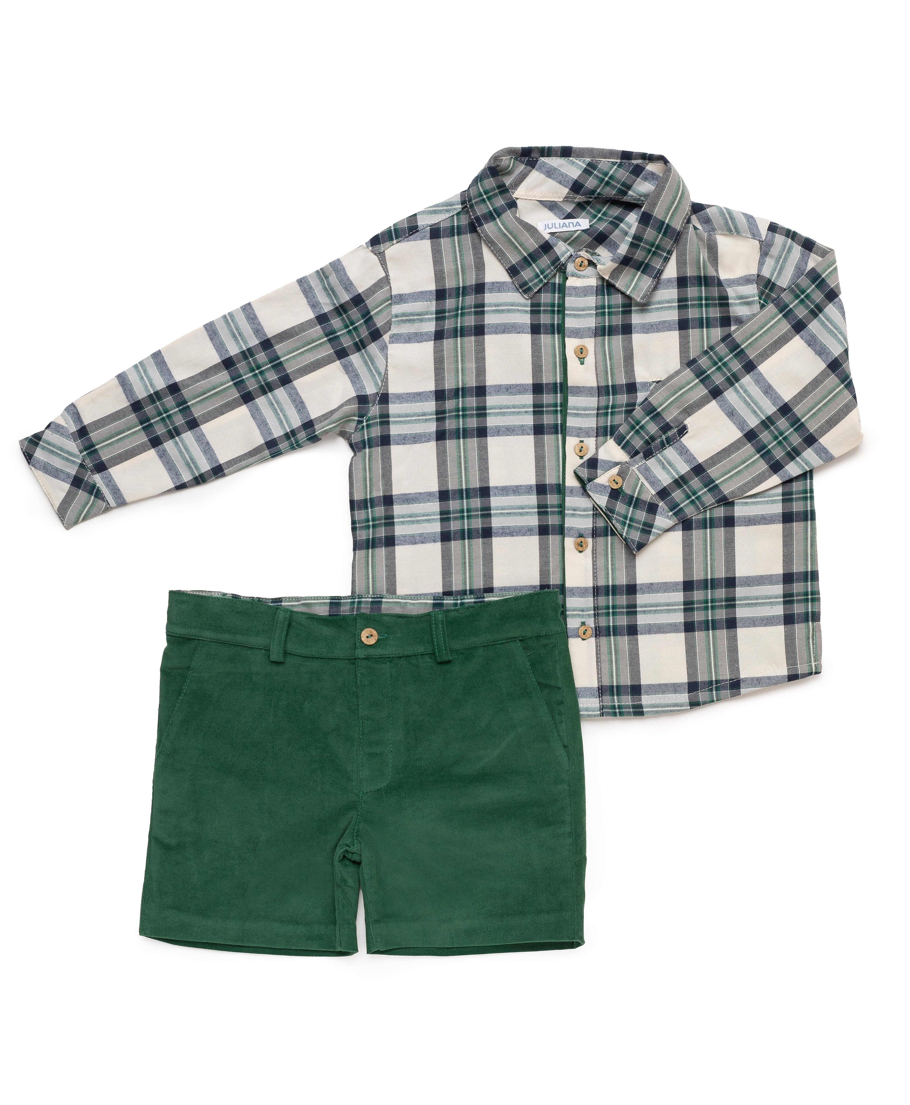 CONJUNTO NIÑO PANTALON CORTO CAMISA CUADROS