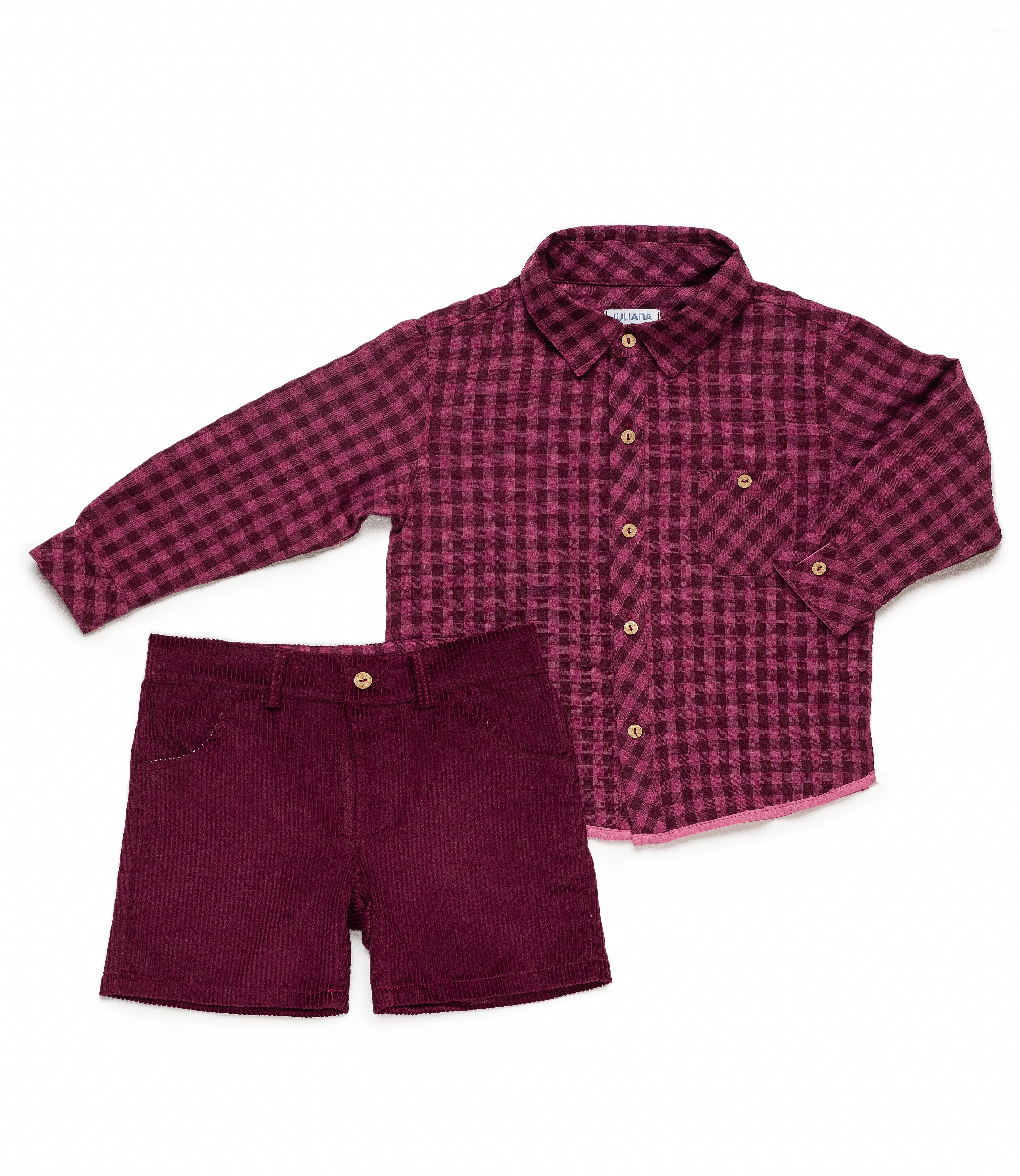CONJUNTO NIÑO PANTALON PANA CAMISA CUADROS