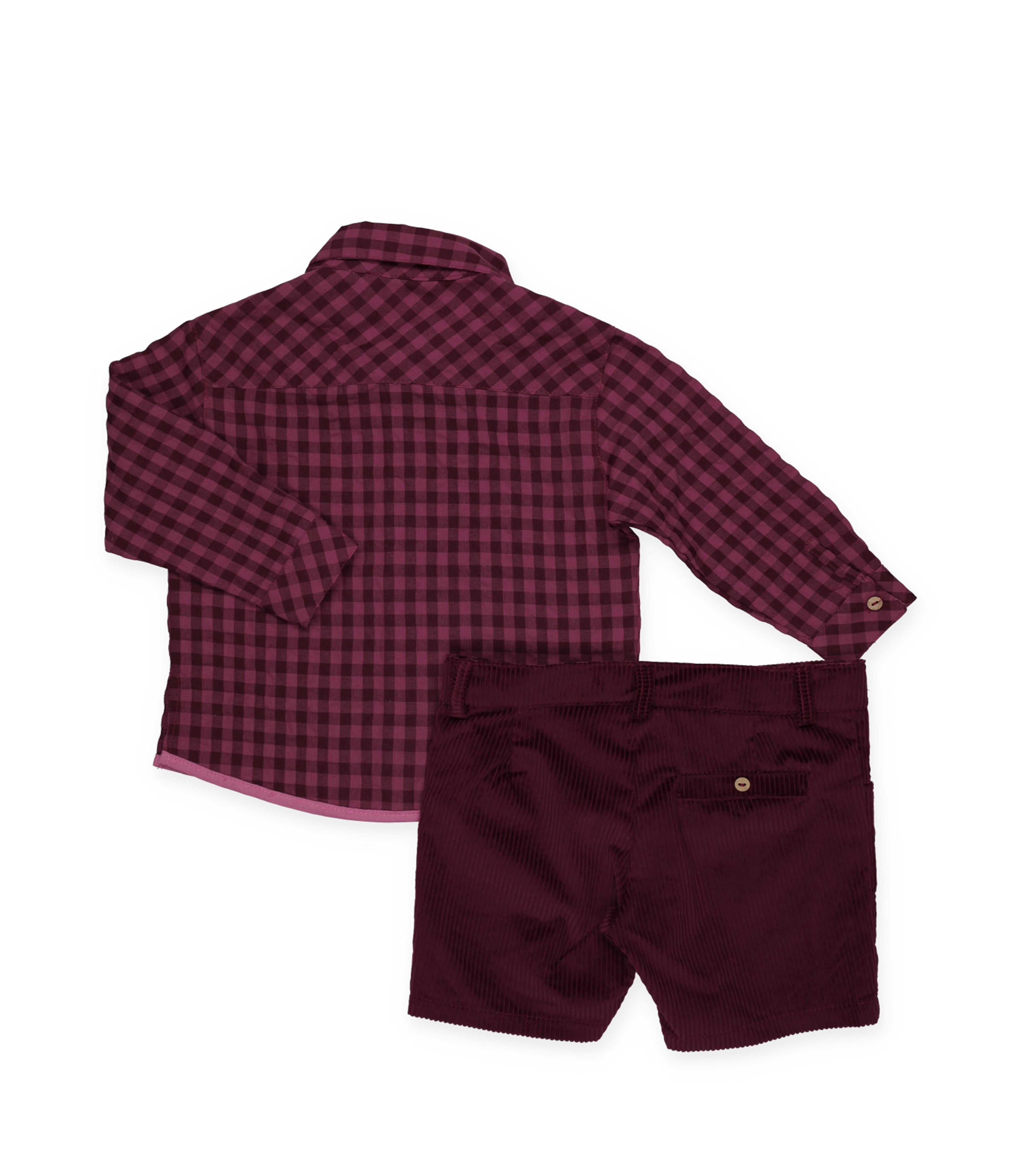 COMPLETO DA BAMBINO PANTALONI IN VELLUTO A COSTINE E CAMICIA A QUADRI