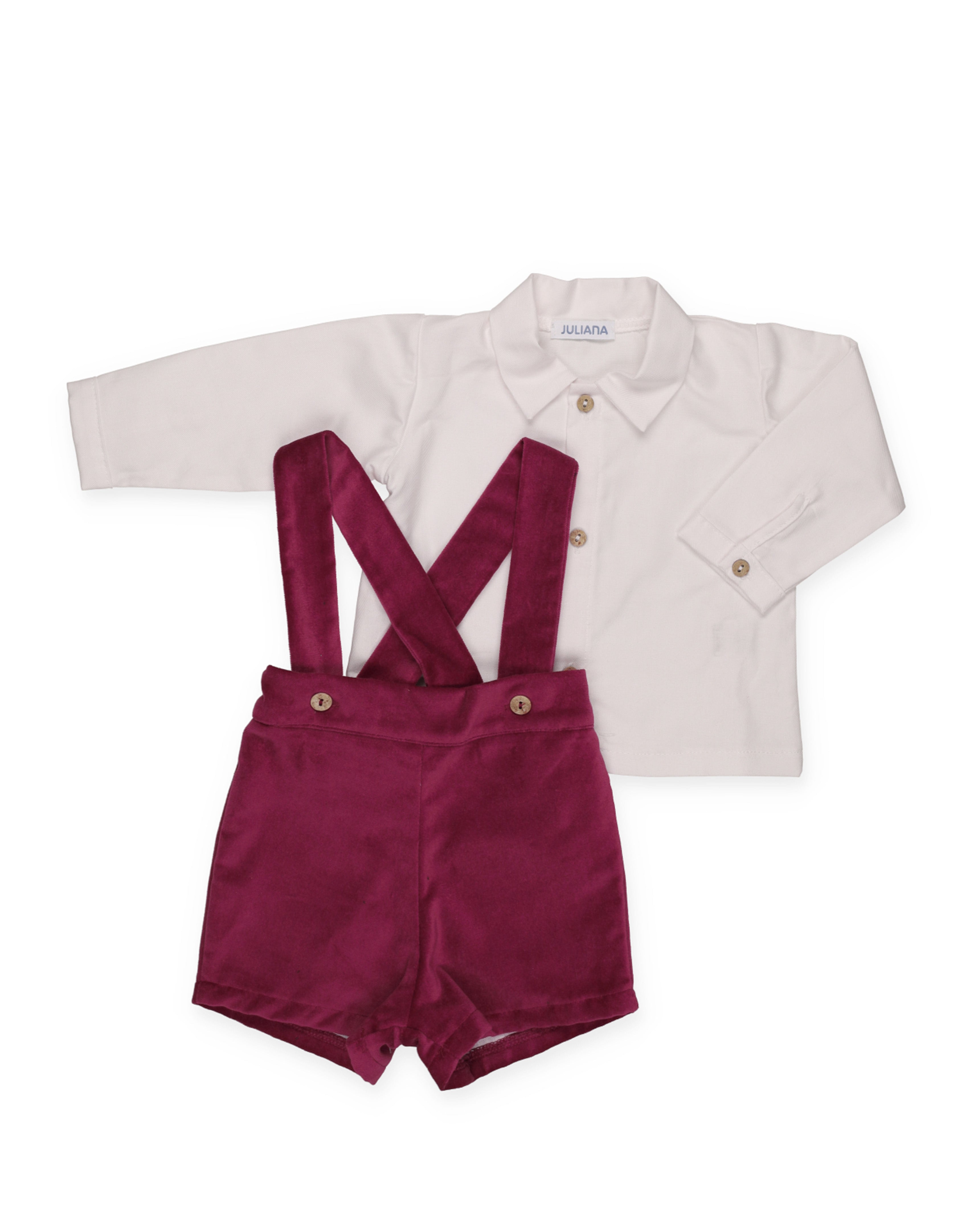 SET PANTALONI IN VELLUTO CON BRETELLE