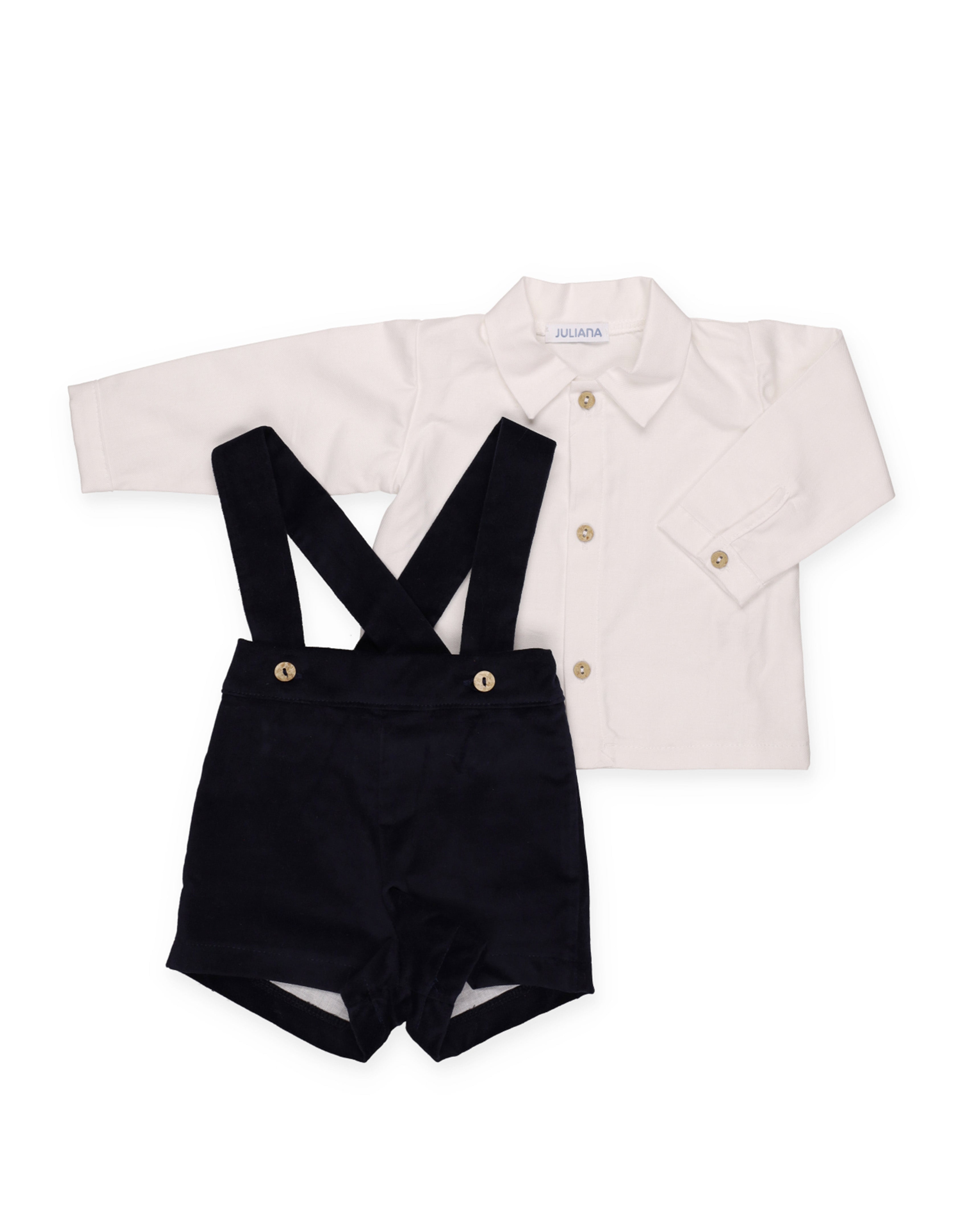 SET PANTALONI IN VELLUTO CON BRETELLE