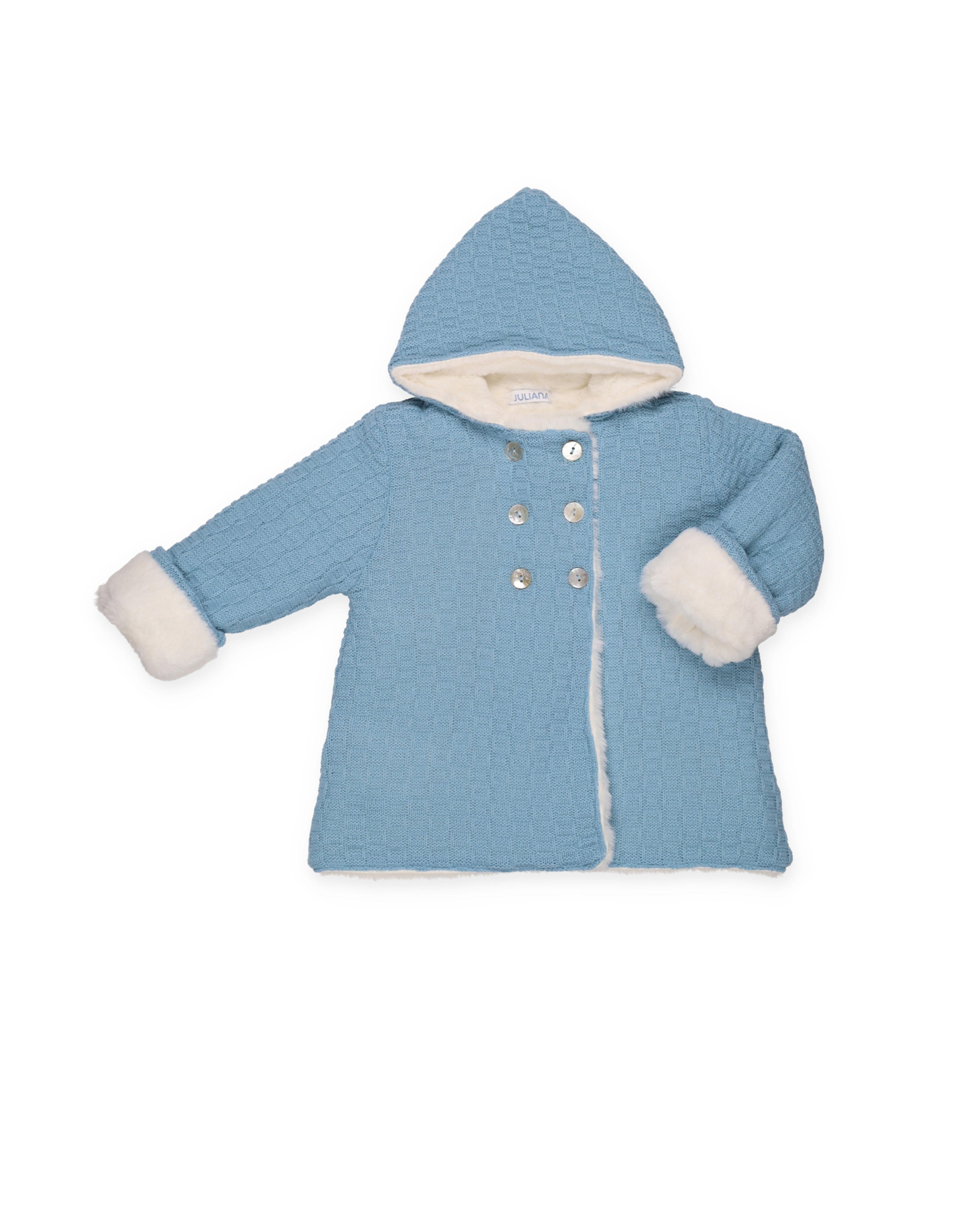 Cappotto in maglia a quadri con fodera in pelliccia