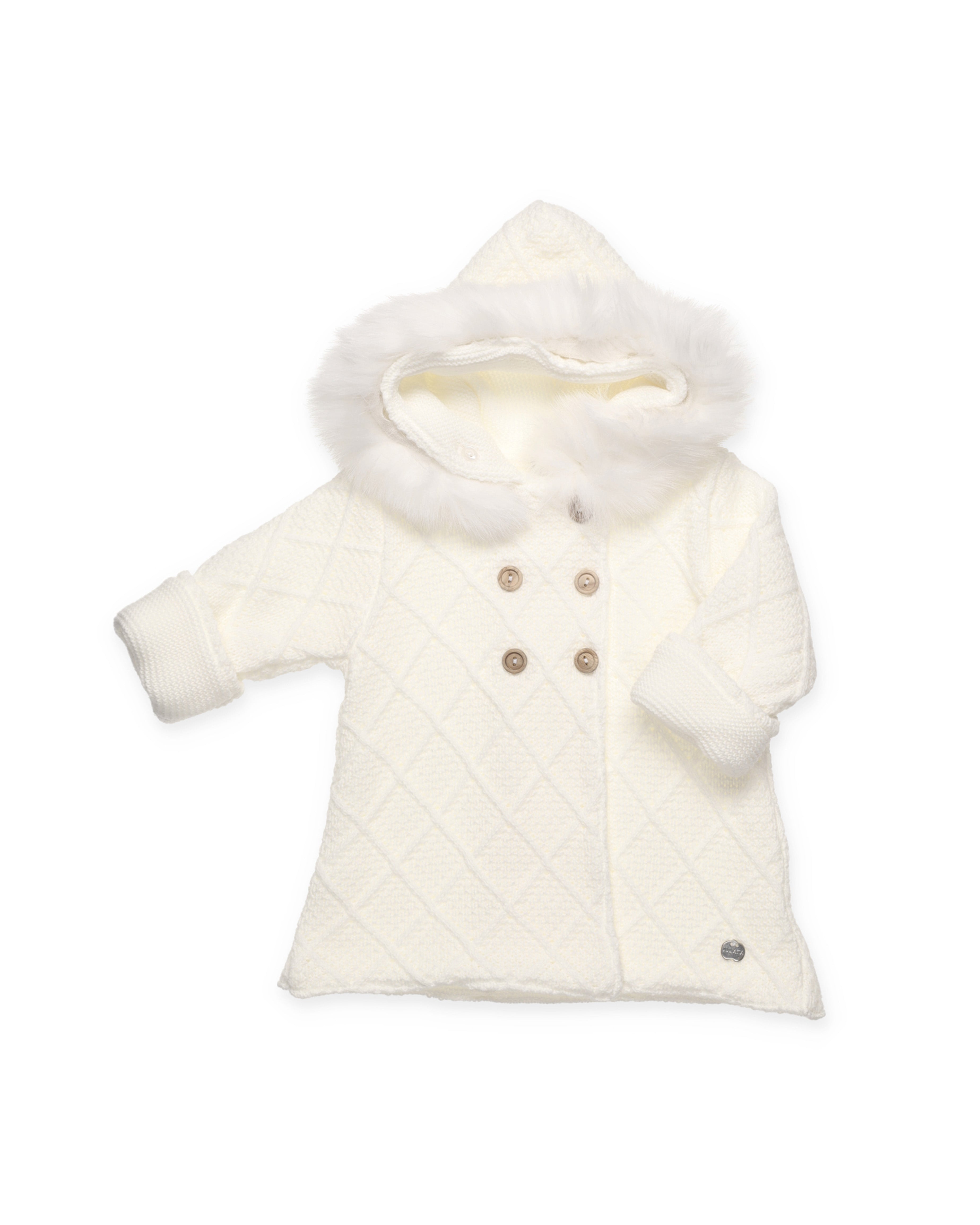 CAPPOTTO IN MAGLIA CON CAPPUCCIO IN PELLICCIA NATURALE