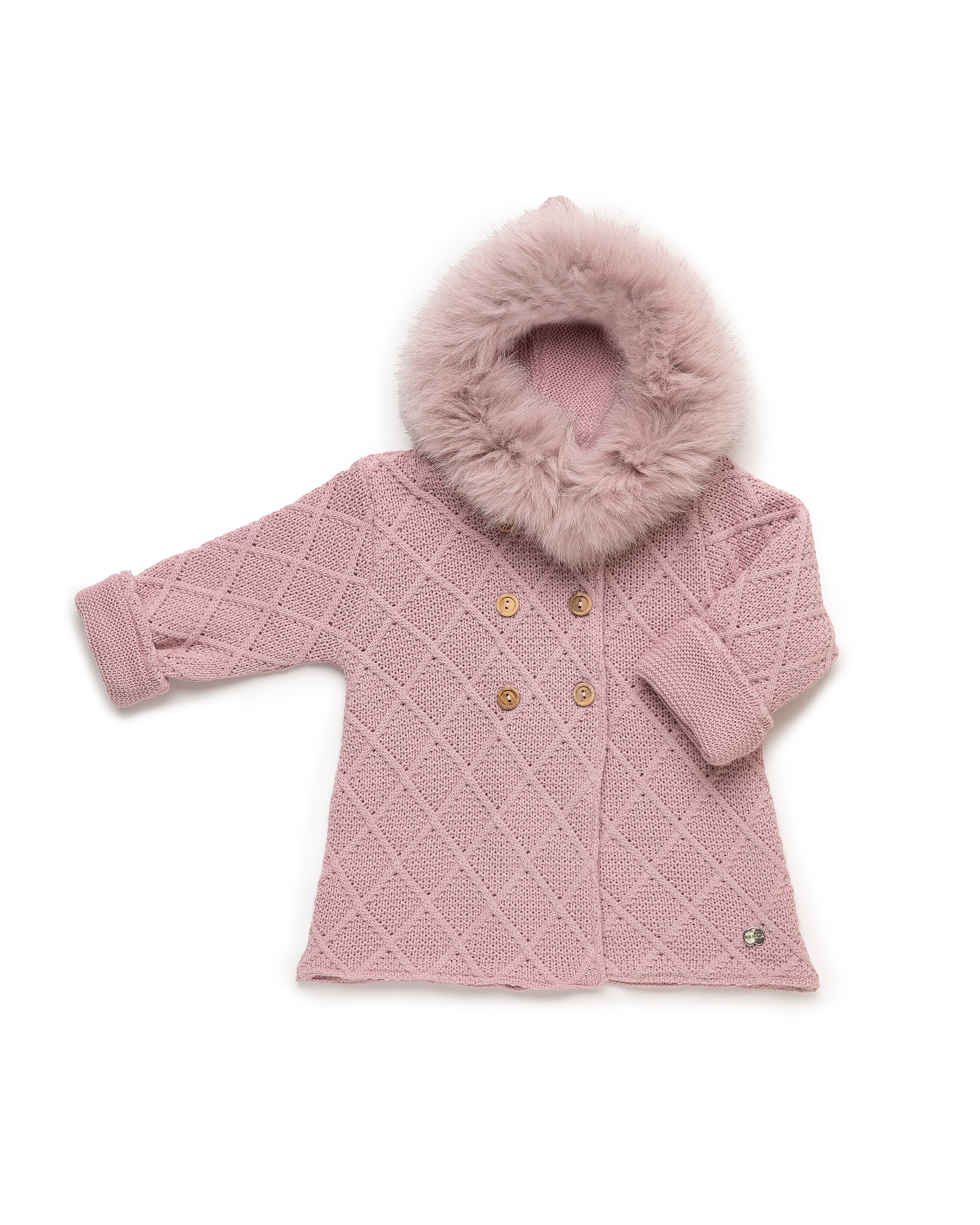 CAPPOTTO IN MAGLIA CON CAPPUCCIO IN PELLICCIA NATURALE