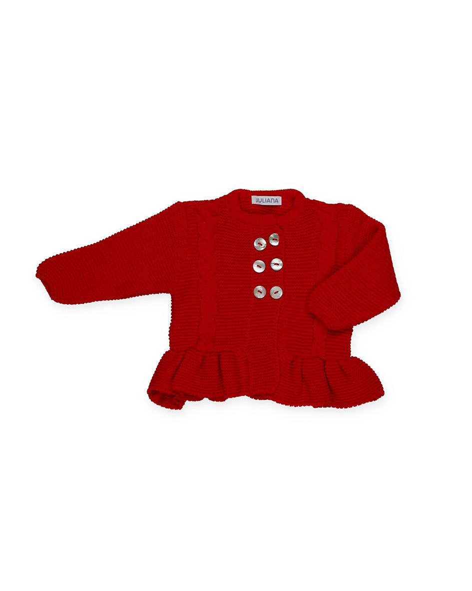 CHAQUETA LARGA 2 TRENZAS VOLANTE