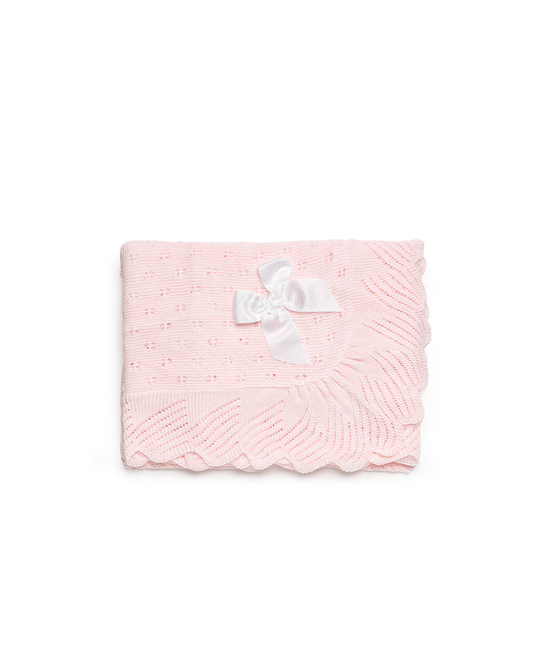 OPENWORK BABY SHAWL WITH CONTINUOUS RUFFLE