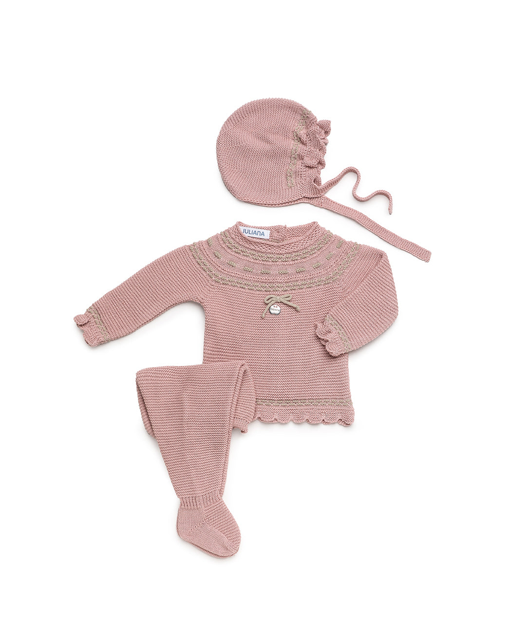 3-PIECE BABY SET WITH TEXTURED YOKE AND BOOBLE DETAILS 