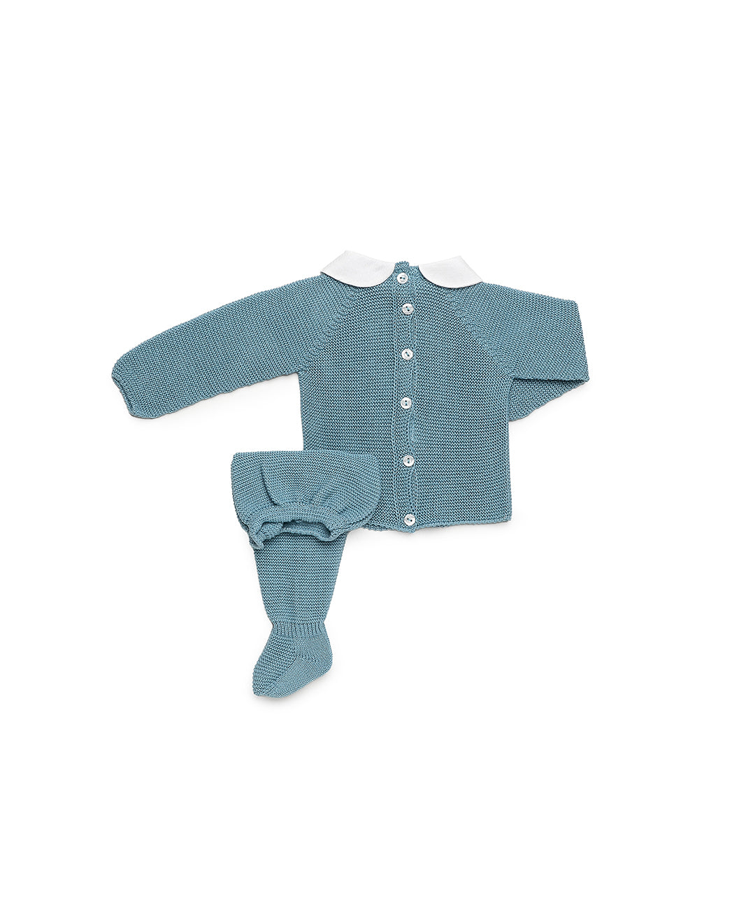 2-PIECE BABY SET IN LIN KNIT WITH BRAIDED DETAILS AND COLLAR 