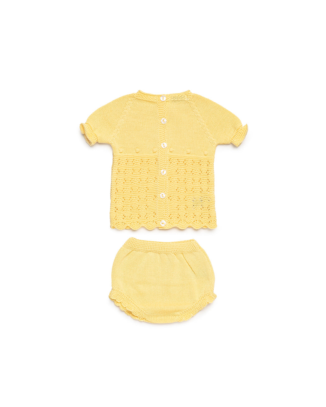 KNIT SET WITH OPENWORK, BOBBLE  AND BLOOMER