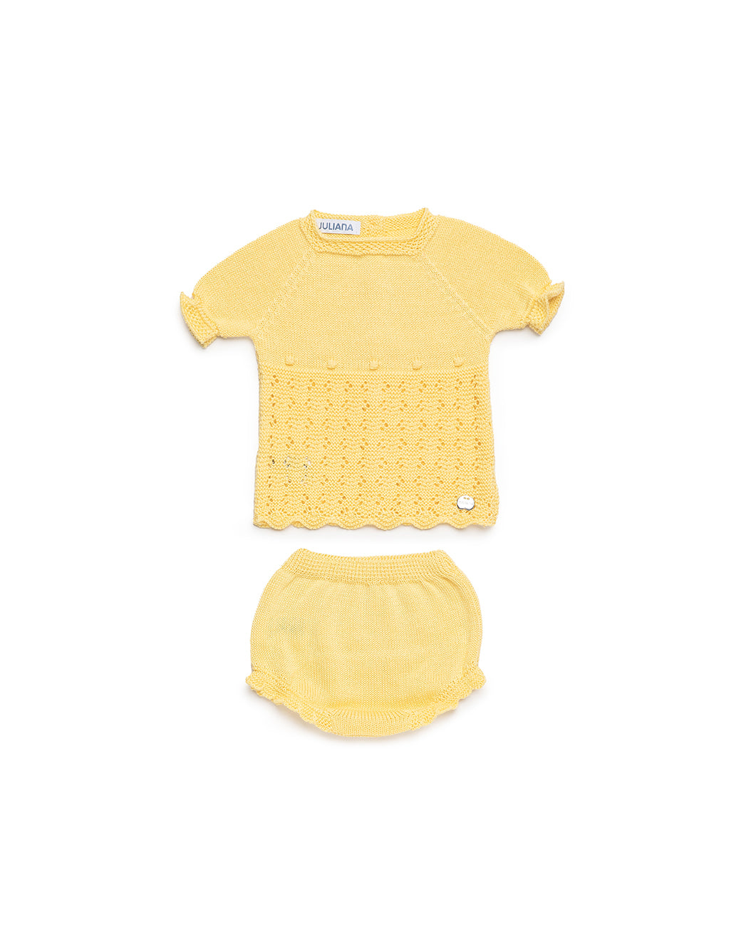 KNIT SET WITH OPENWORK, BOBBLE  AND BLOOMER