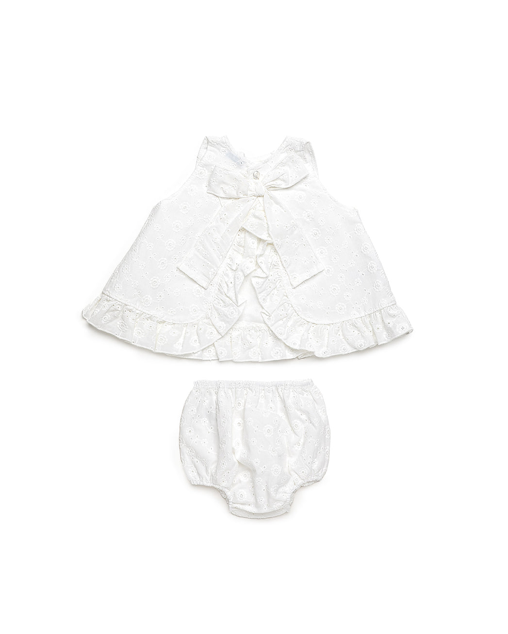 BABY DRESS SET WITH LACE FABRIC AND BLOOMER 