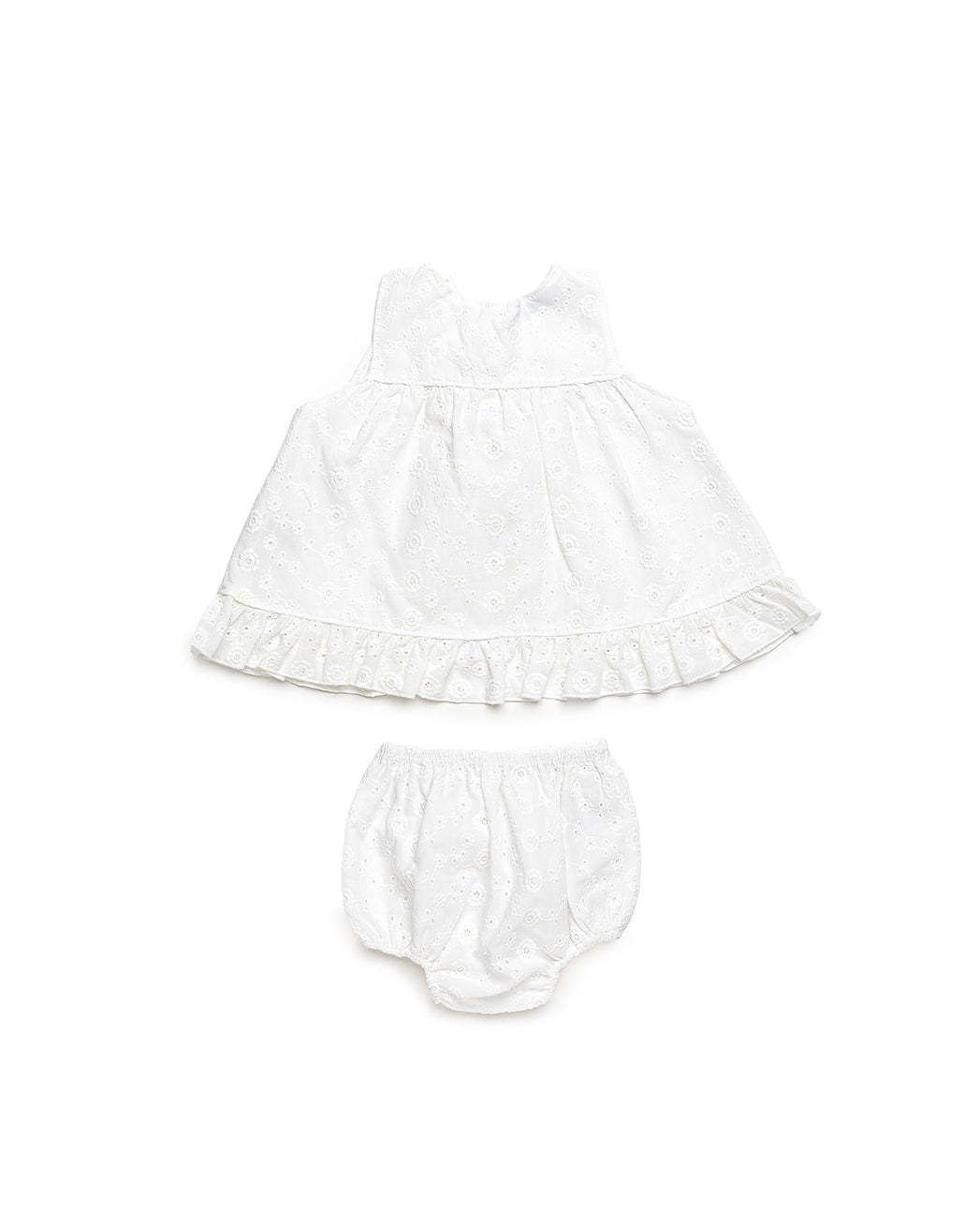 BABY DRESS SET WITH LACE FABRIC AND BLOOMER 